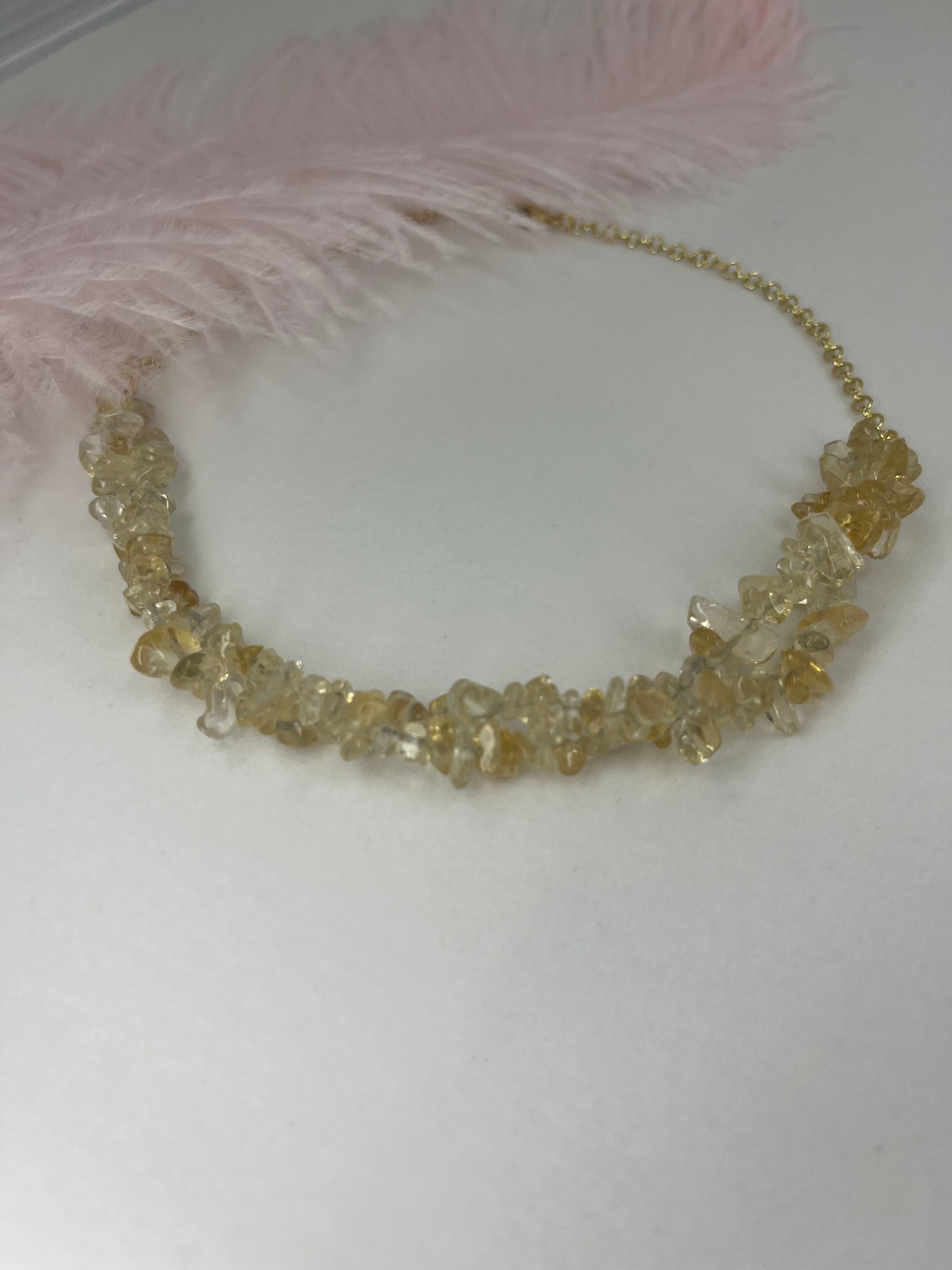 Natural Citrine Necklace, 18k gold plated