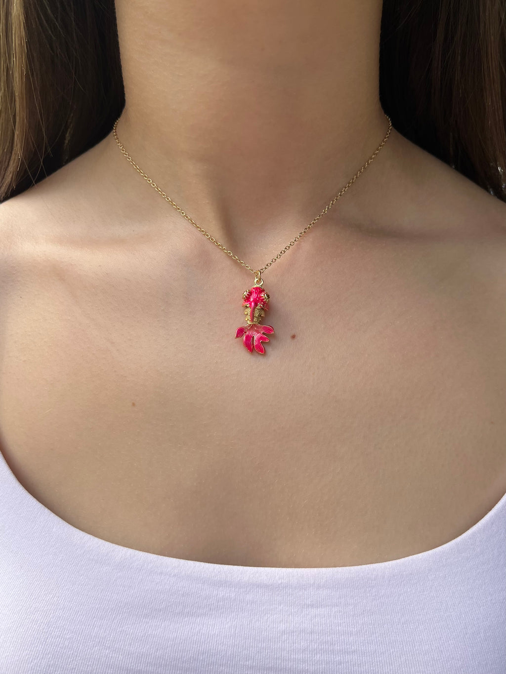 Fish enamel choker necklace, 18k gold plated