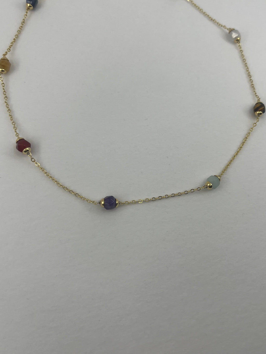 Chakra natural gemstone Necklace: tiger eye, quartz, amethyst, agate, amazonite, sodalite