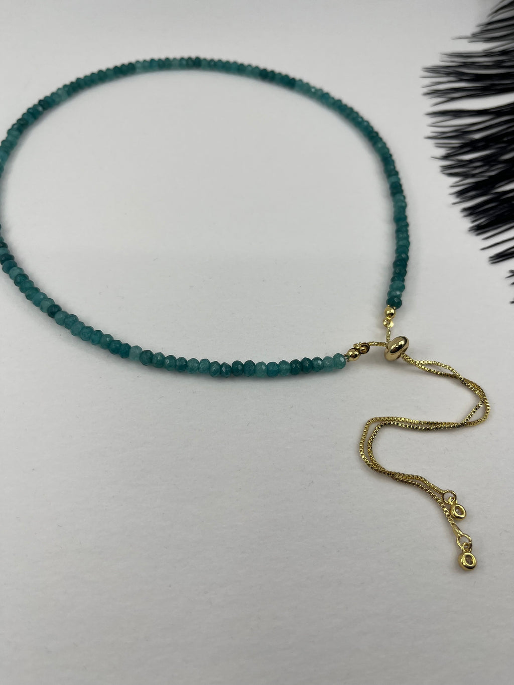 Set: Natural Malaysia Jade Y-Necklace & Earrings, Dark Cyan