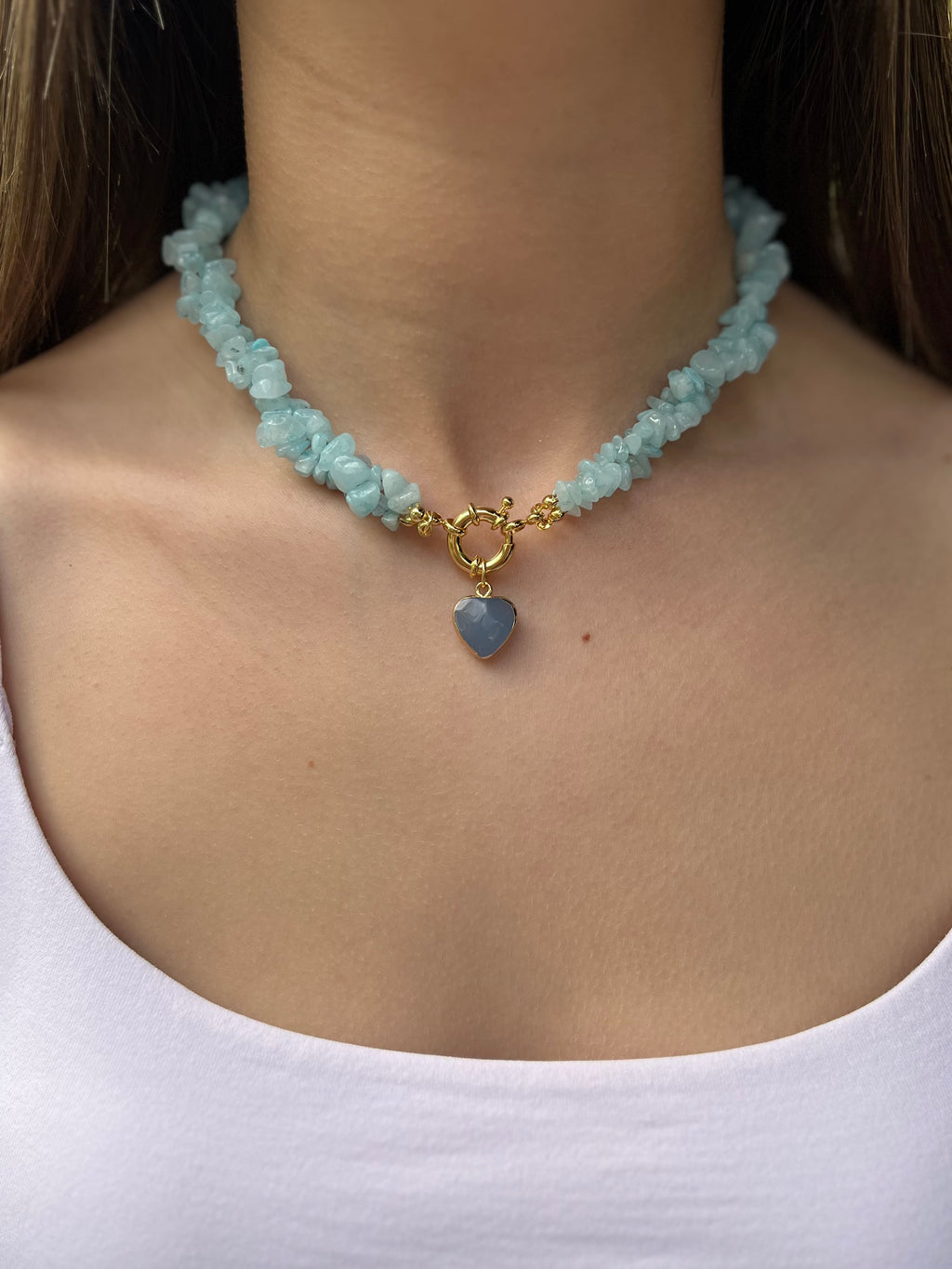 Natural Jade Necklace with Jade heart pendant