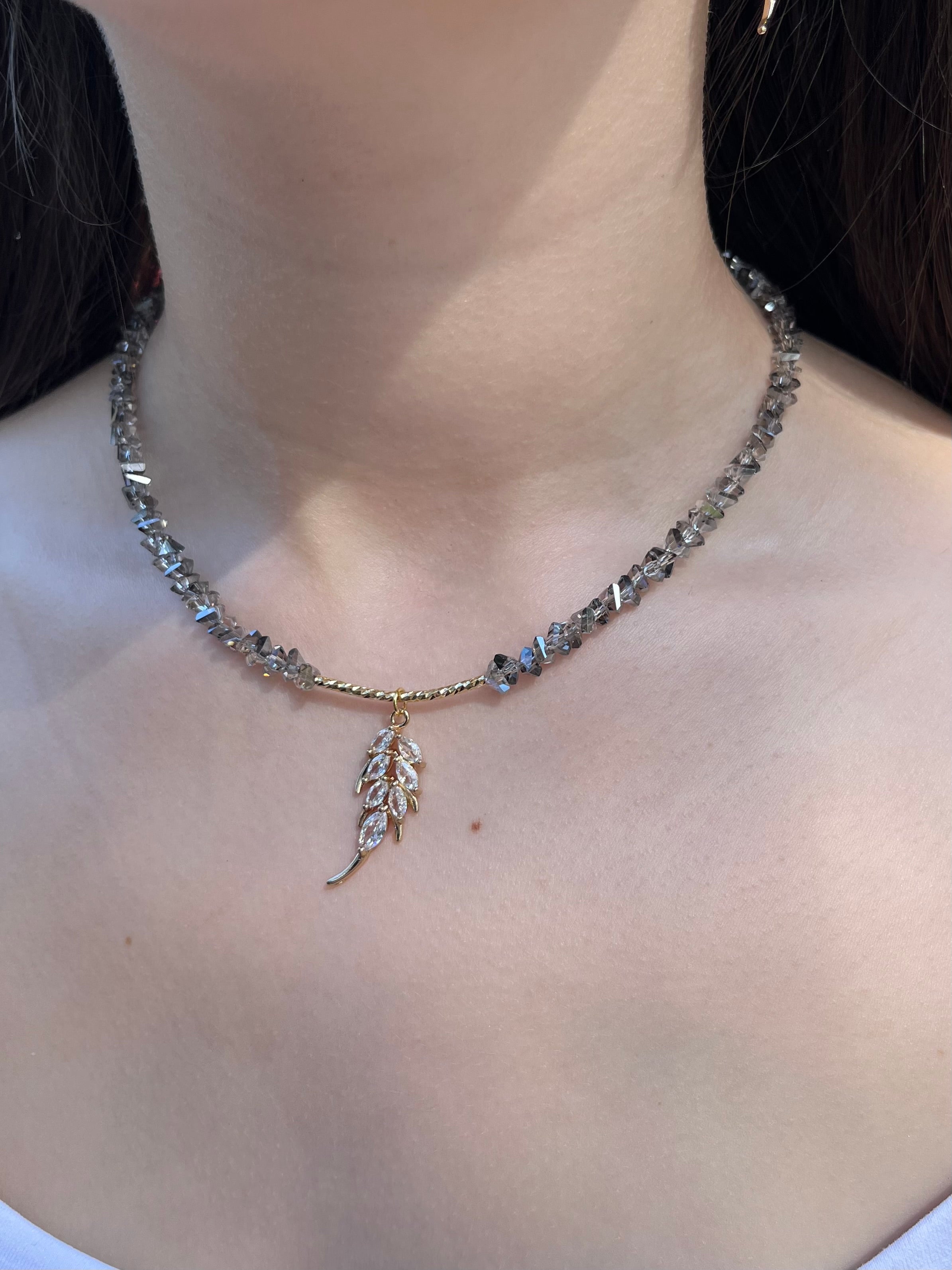 Set: Jeaf Crystal Necklace and Earrings – 18K Gold Plated, Cubic Zirconia