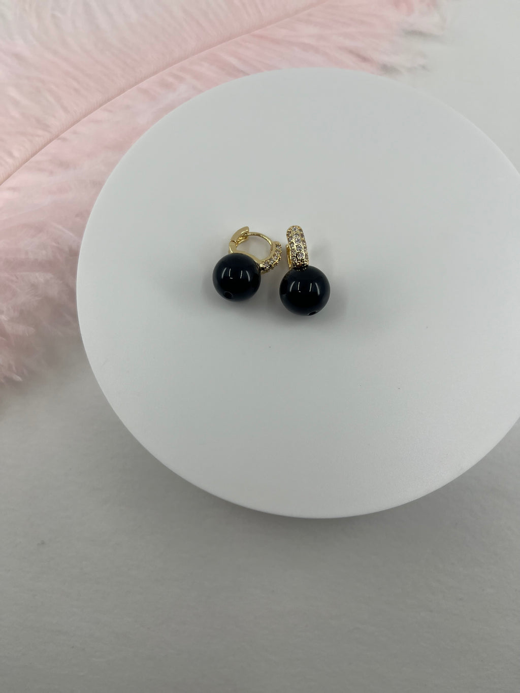 Natural Onyx Gold Zirconia Earrings