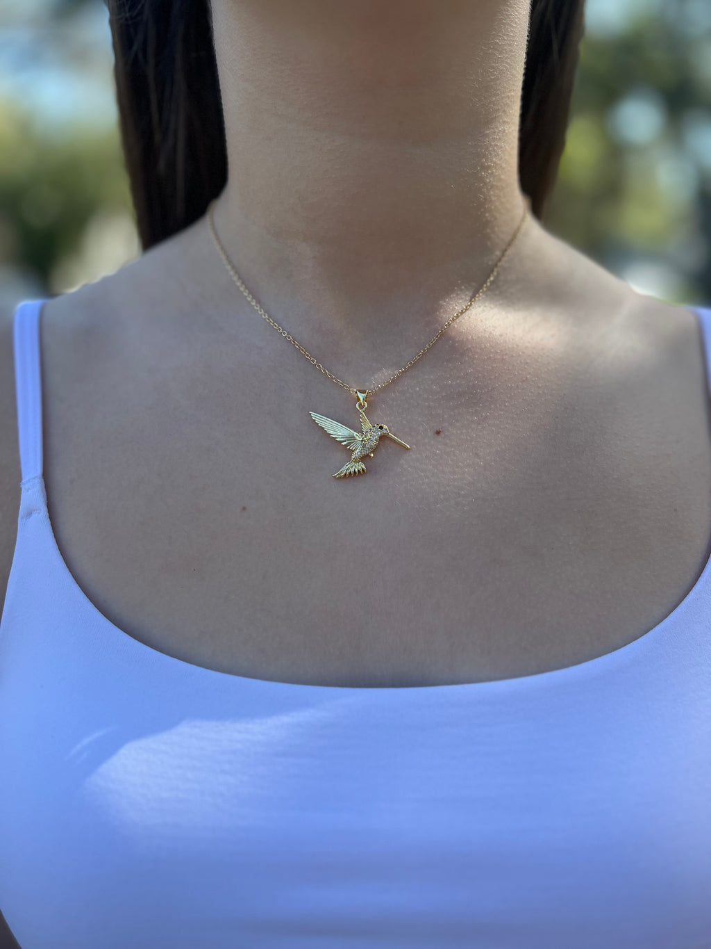 Hummingbird Necklace, Real 18K Gold Plated