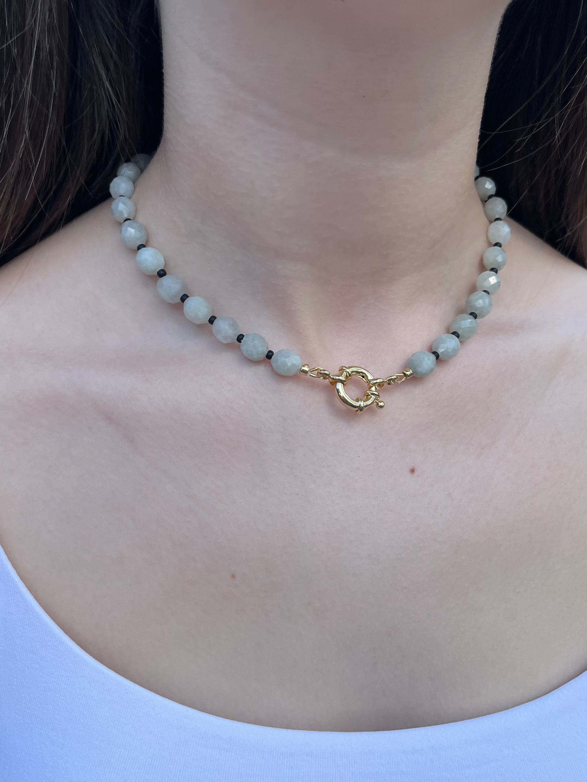 Natural Malaysia Jade Necklace with Gold clasp