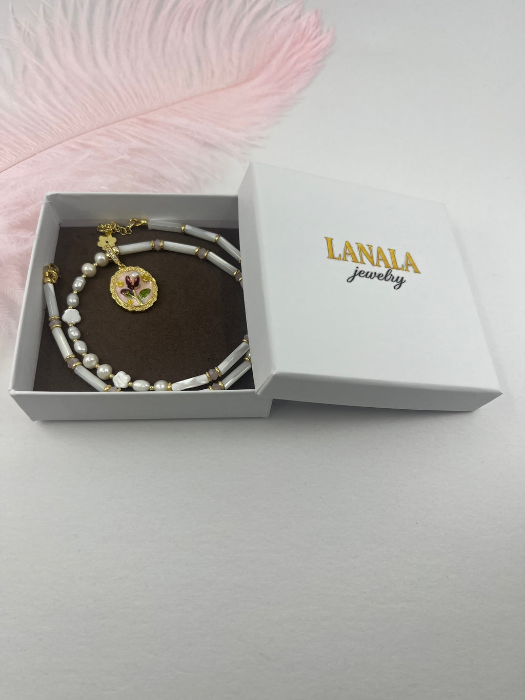 Natural Pearl and Trochus Shell Pendant Necklace, 18K Gold-Plated