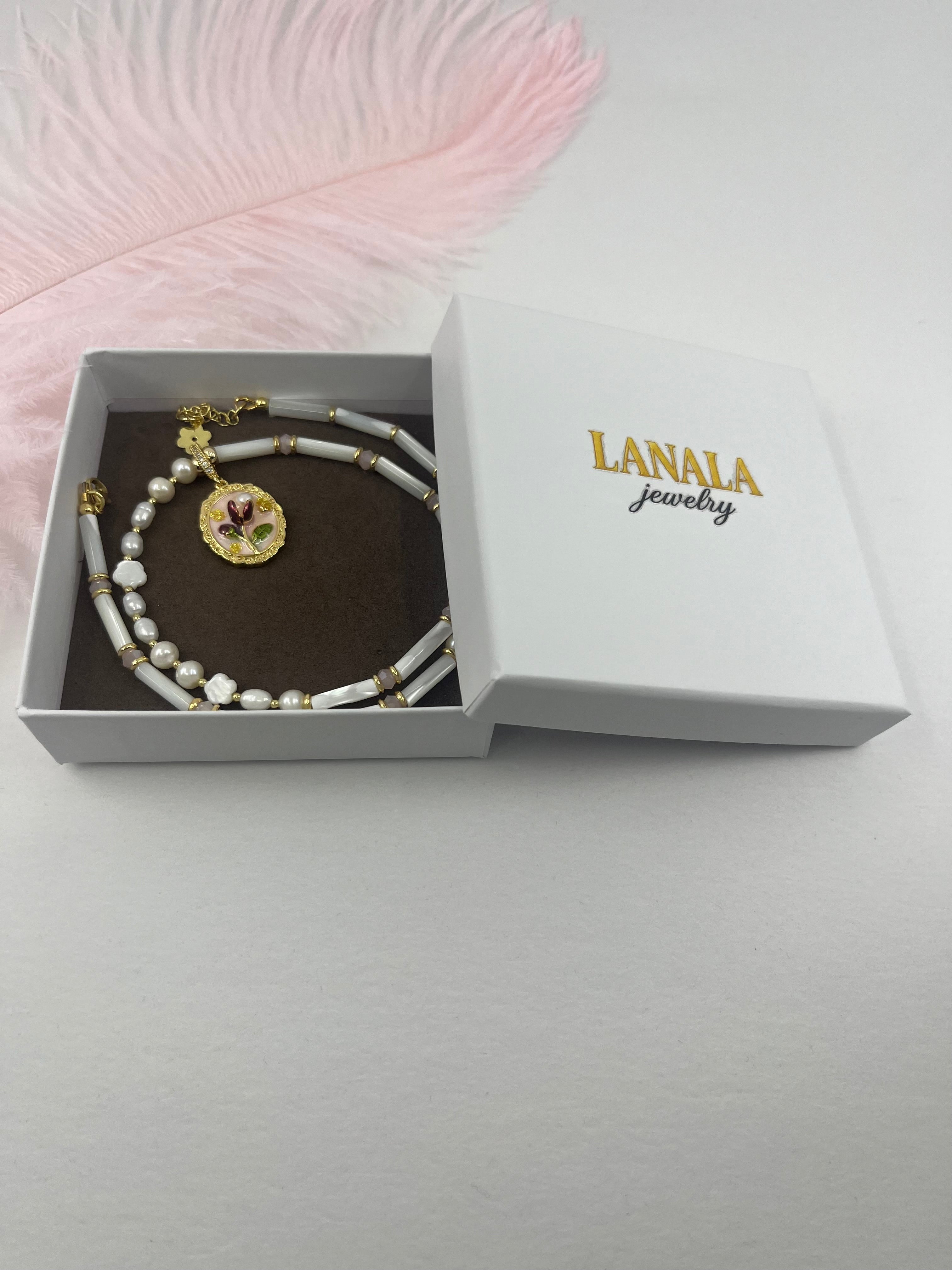 Natural Pearl and Trochus Shell Pendant Necklace, 18K Gold-Plated