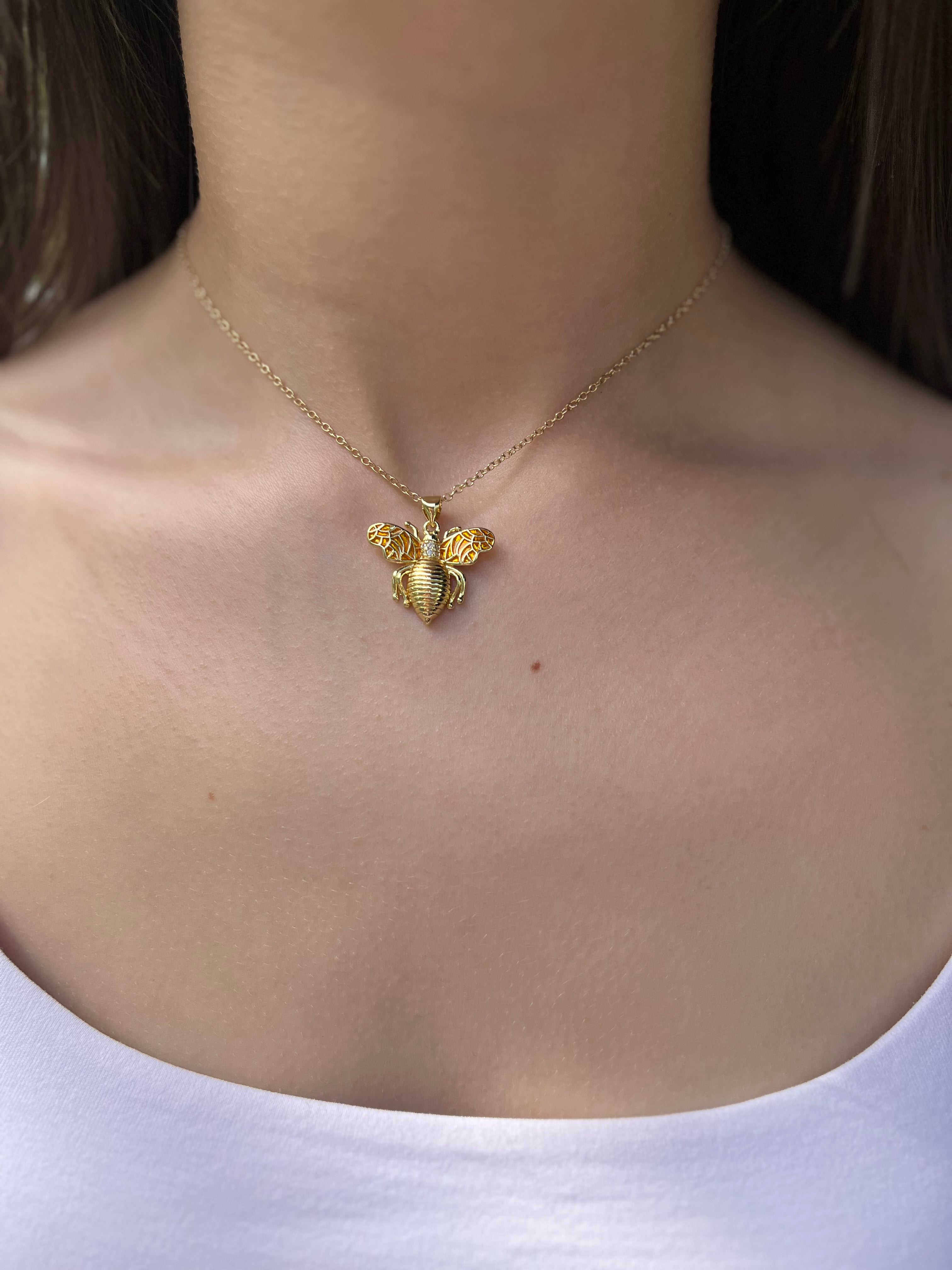 Bee choker necklace, 18k gold plated