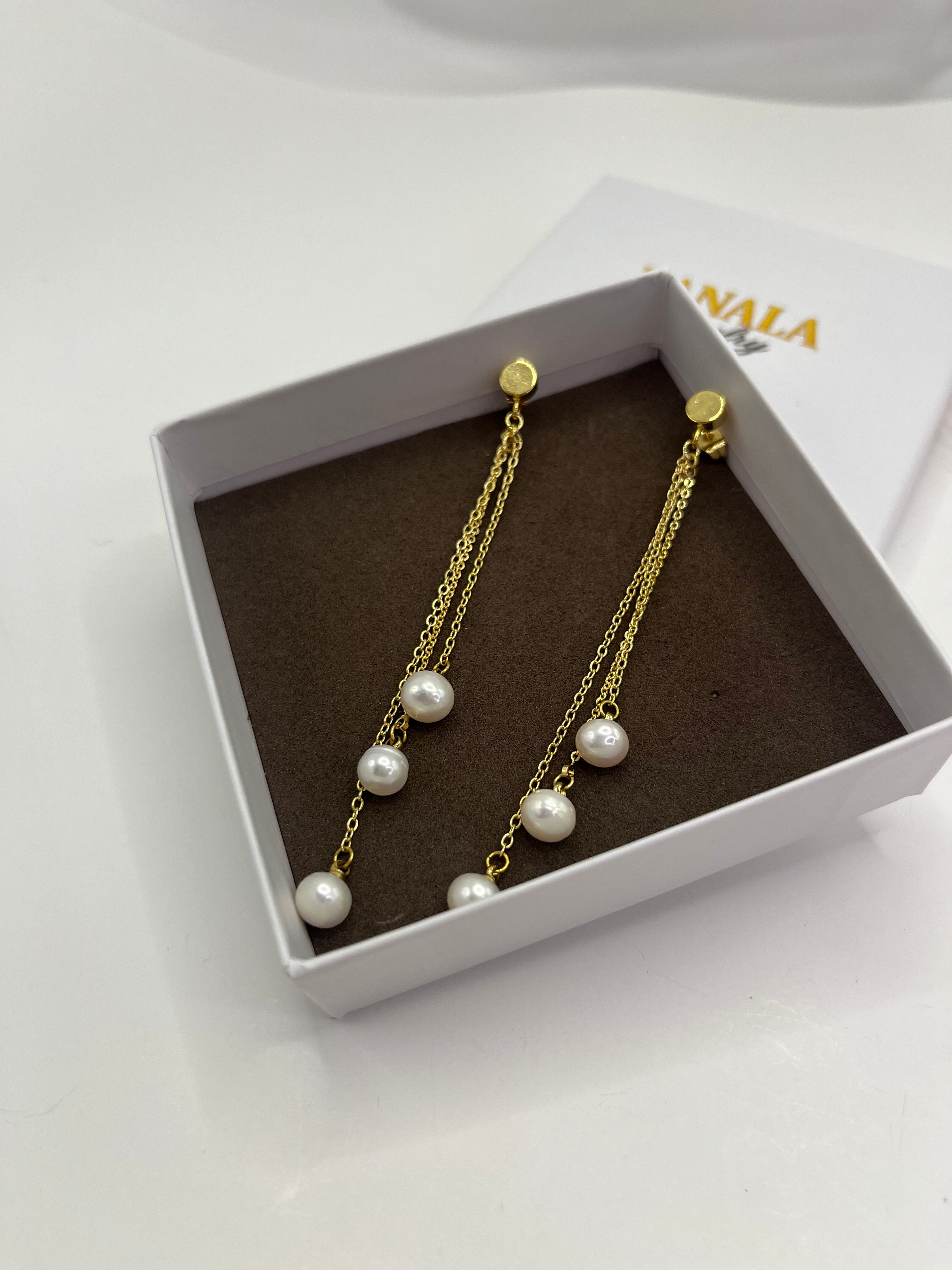 Long Natural Pearl Drop Earrings
