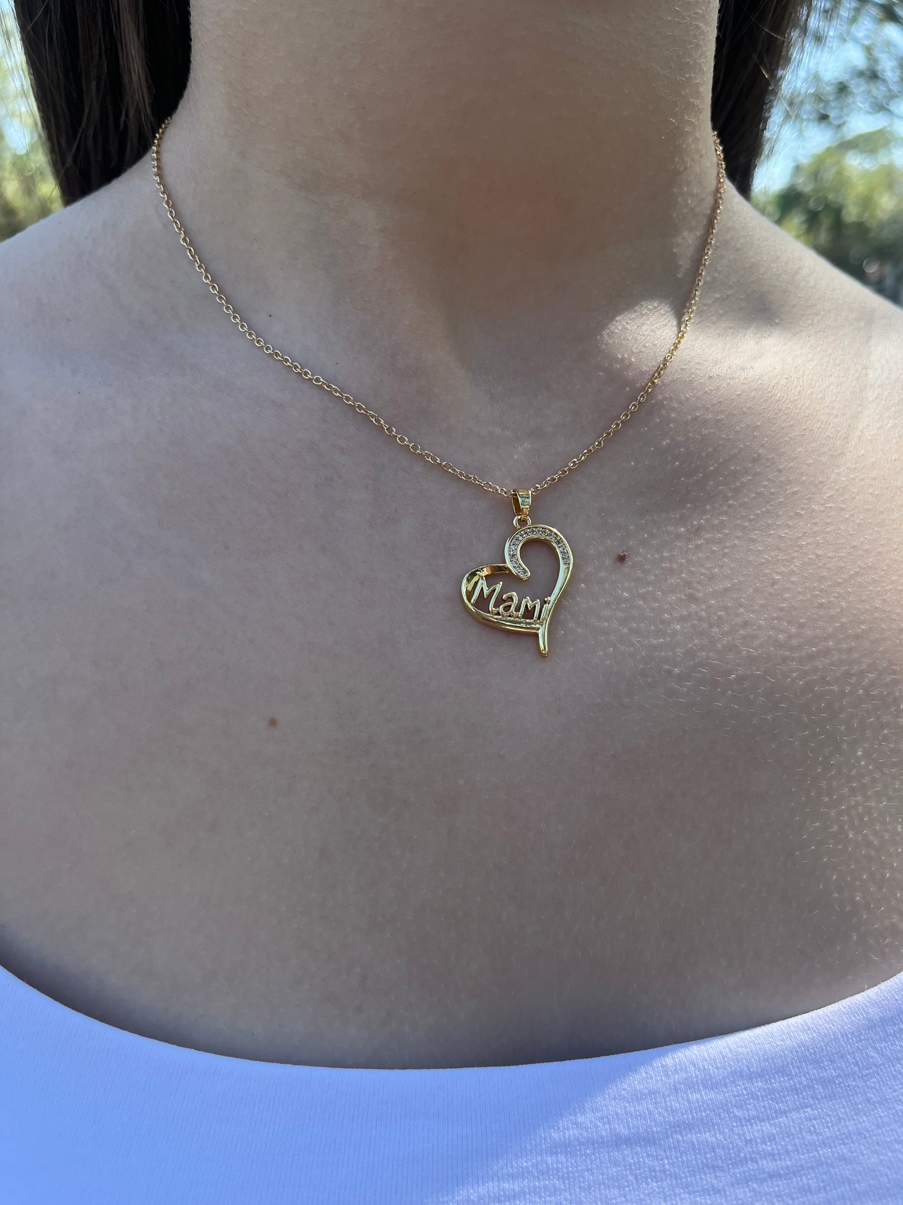 Mothers Necklace, Heart pendant  Real 18K Gold Plated