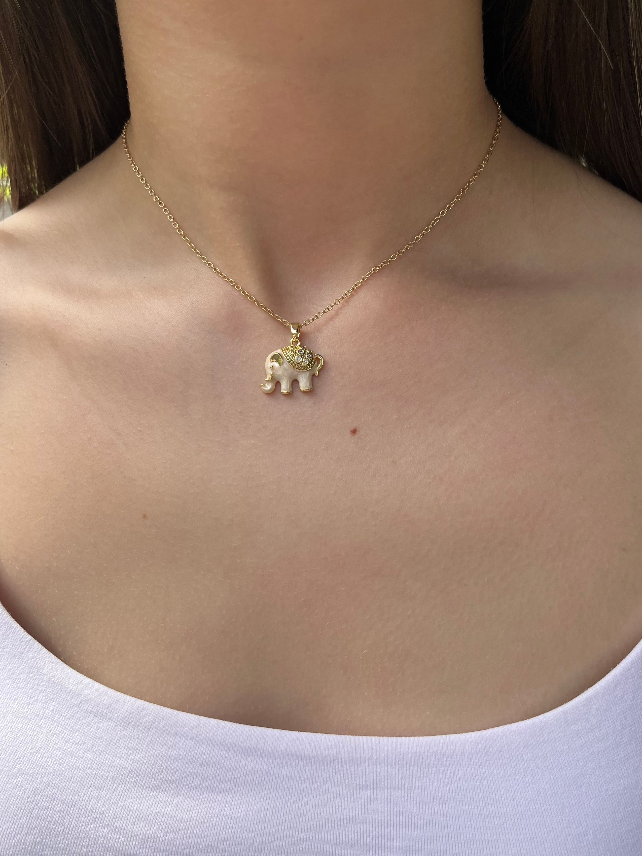 Elephant choker necklace, 18k gold plated