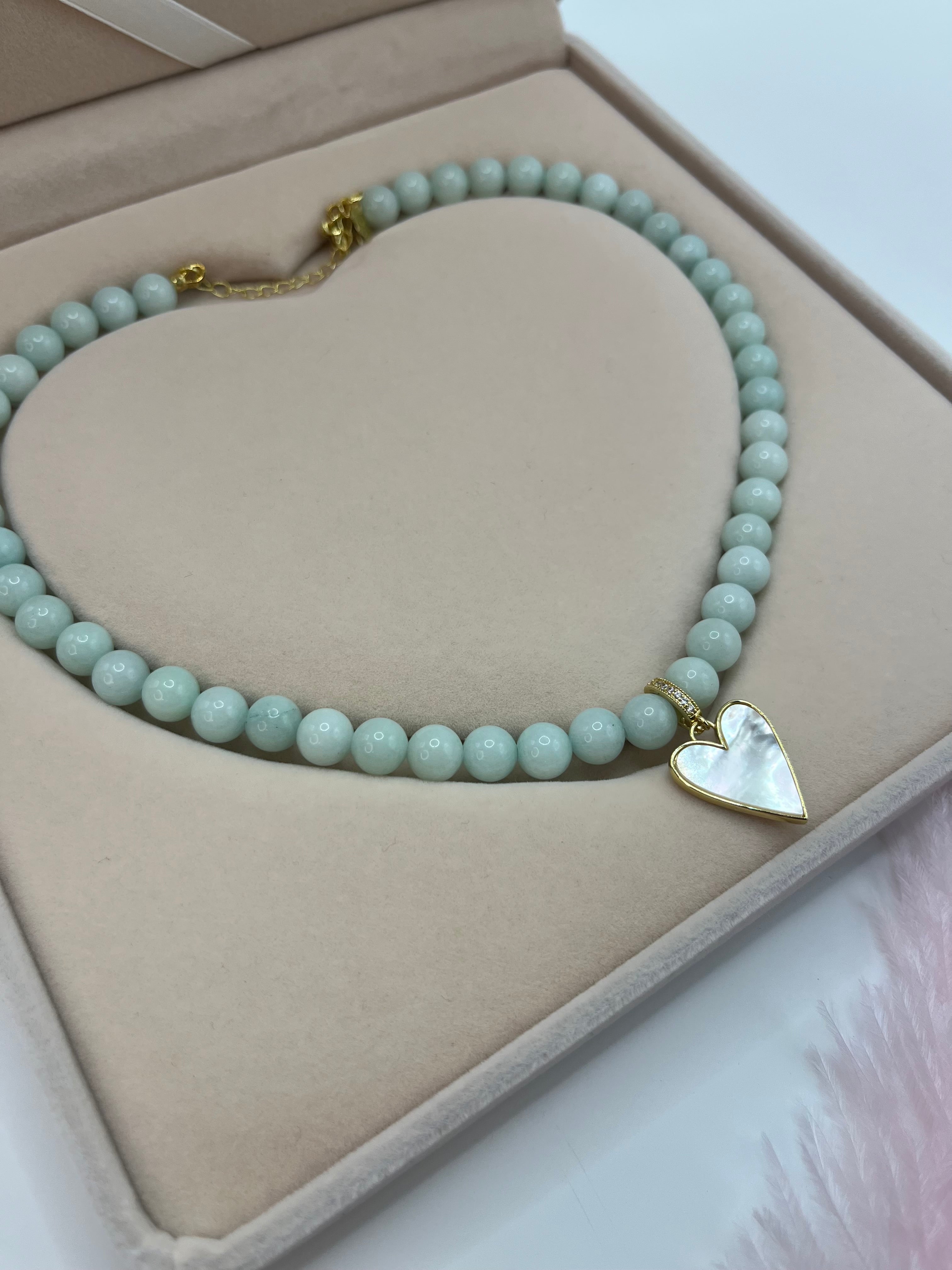 Natural Malaysia Jade Necklace with 18K Gold Heart Pendant
