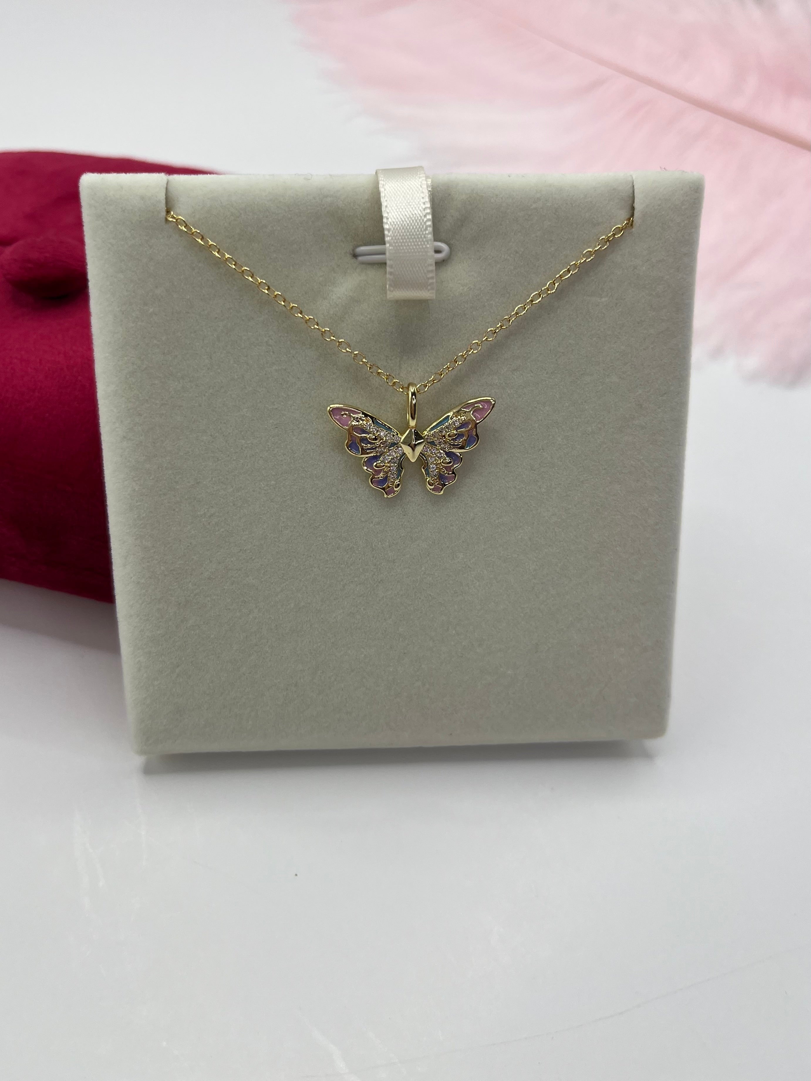 Butterfly Necklace, Real 18K Gold Plated