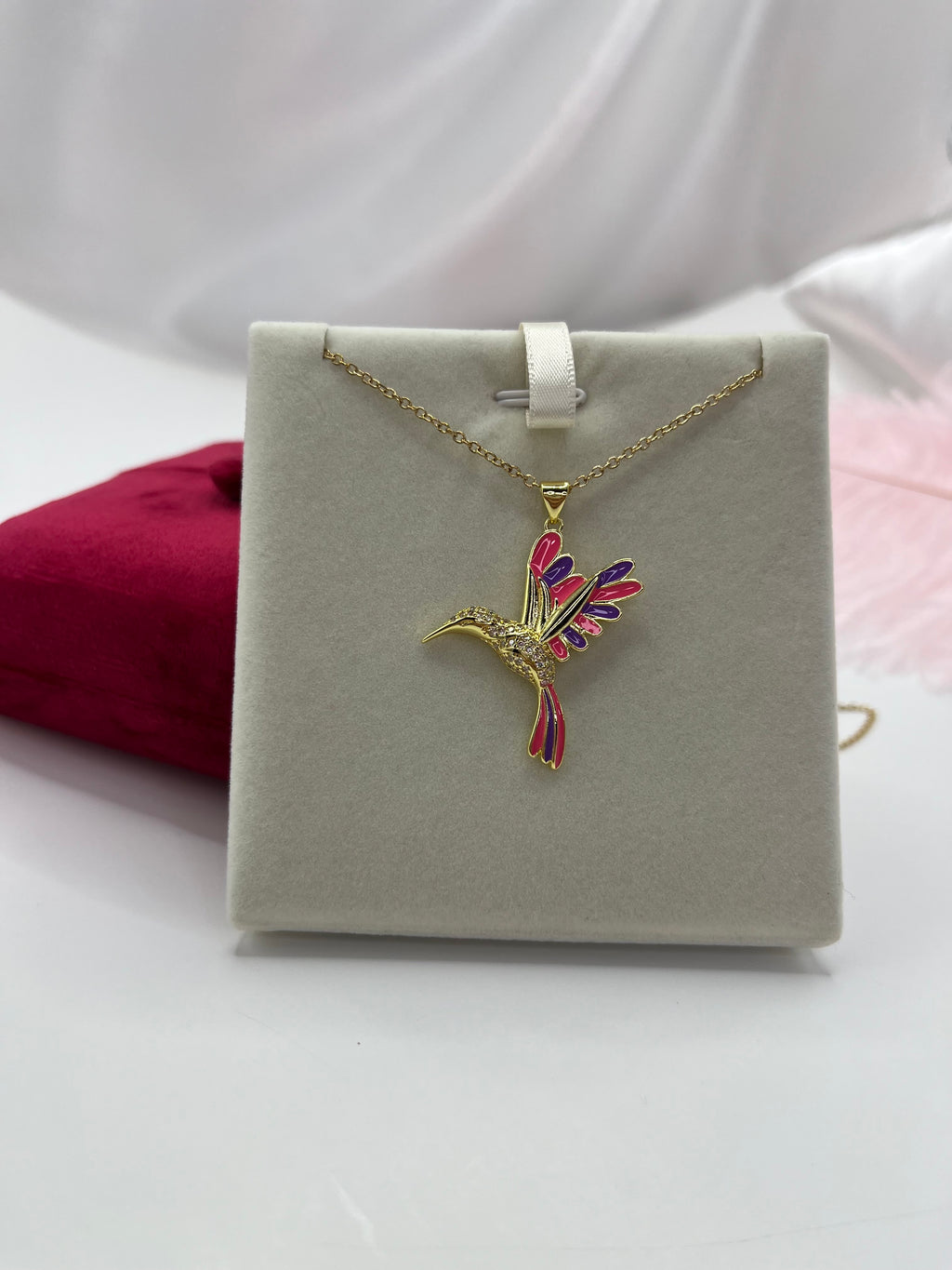 Hummingbird Necklace, Real 18K Gold Plated