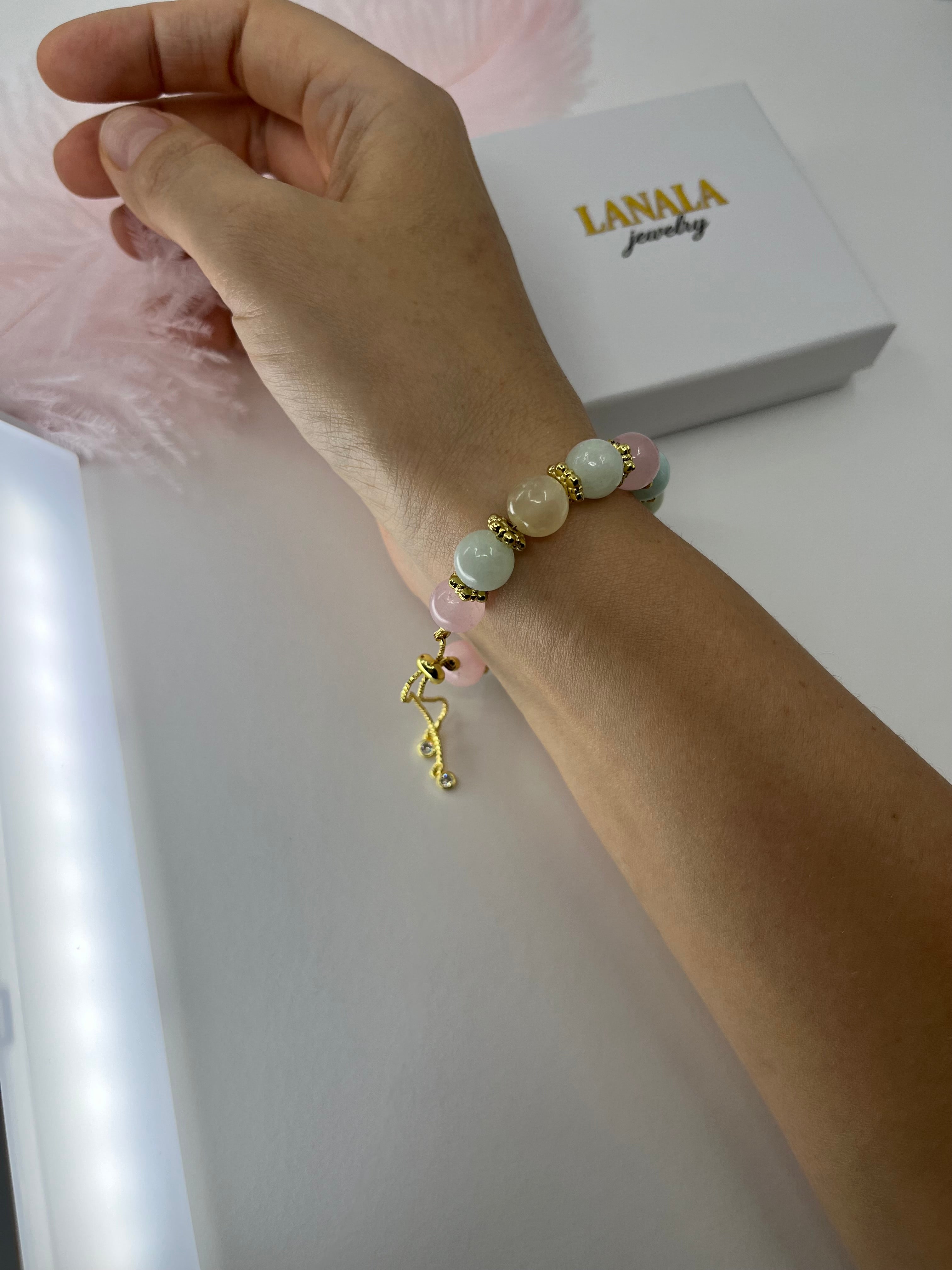 Jade Bracelet with 18K Gold Plated slider
