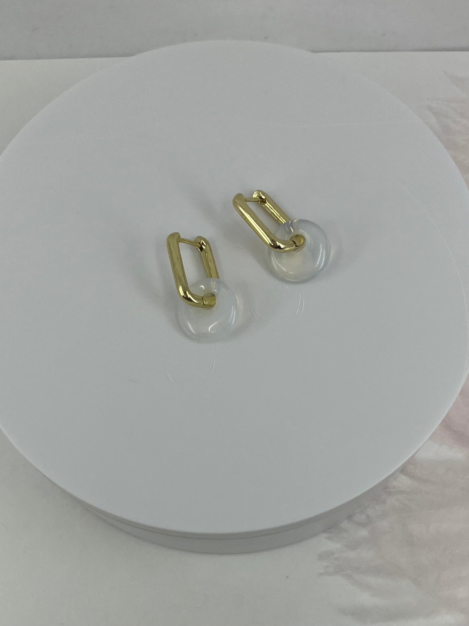 Opalite donut Earrings,18K Gold Plated