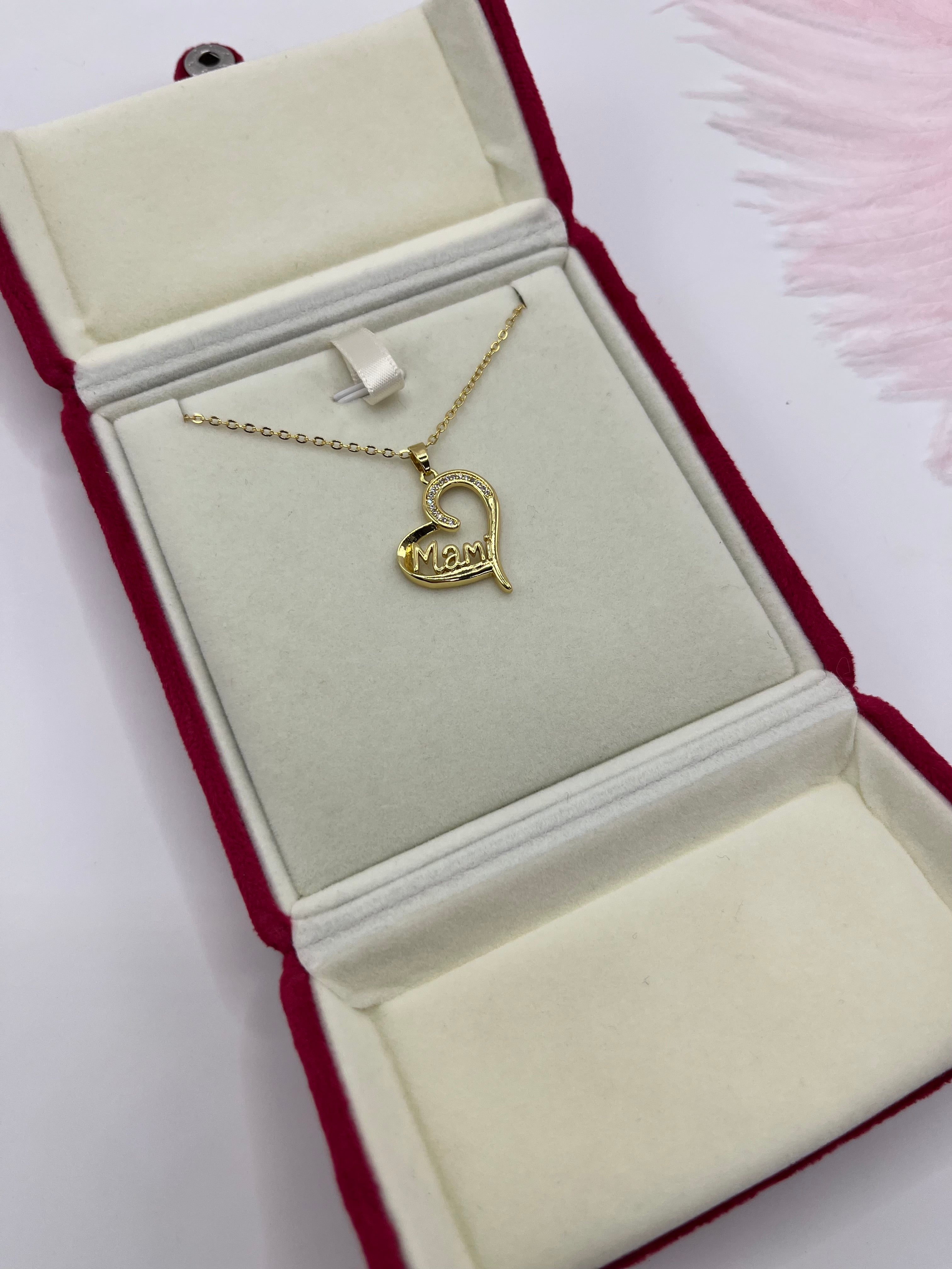 Mothers Necklace, Heart pendant  Real 18K Gold Plated