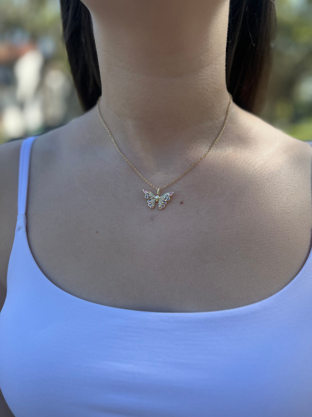 Butterfly Necklace, Real 18K Gold Plated