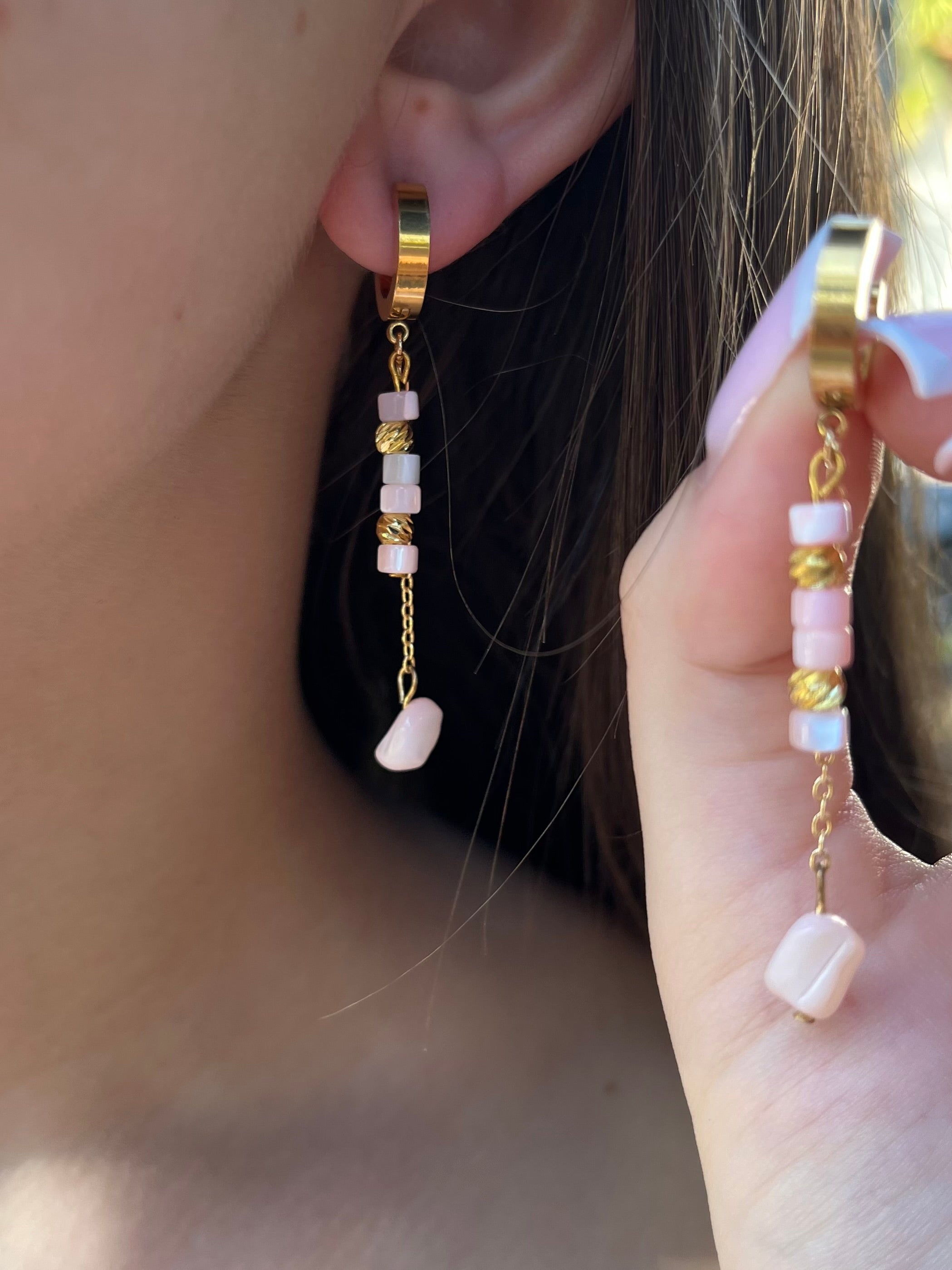 Long Natural Shell Drop Earrings