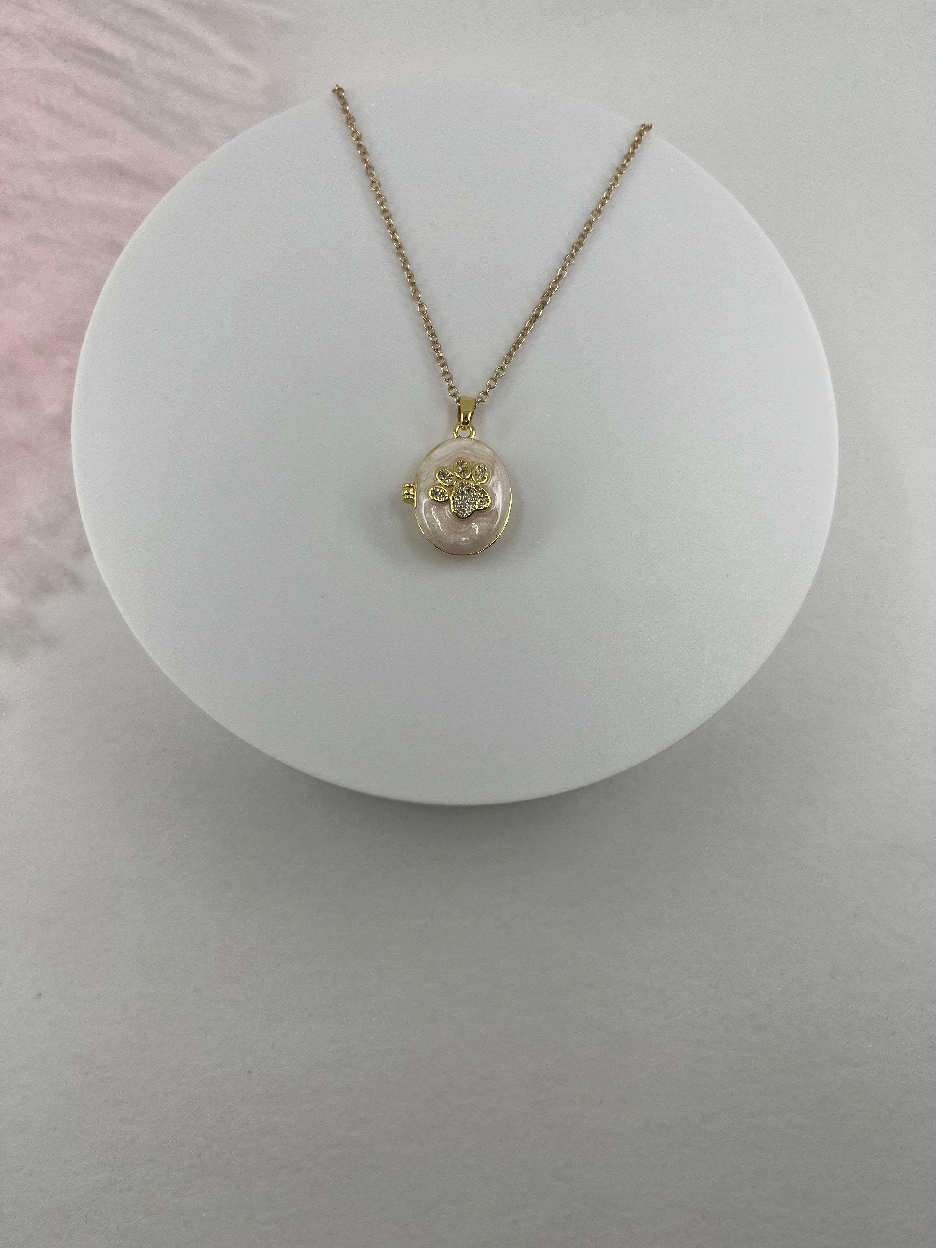 Pet locket choker necklace, 18k gold plated
