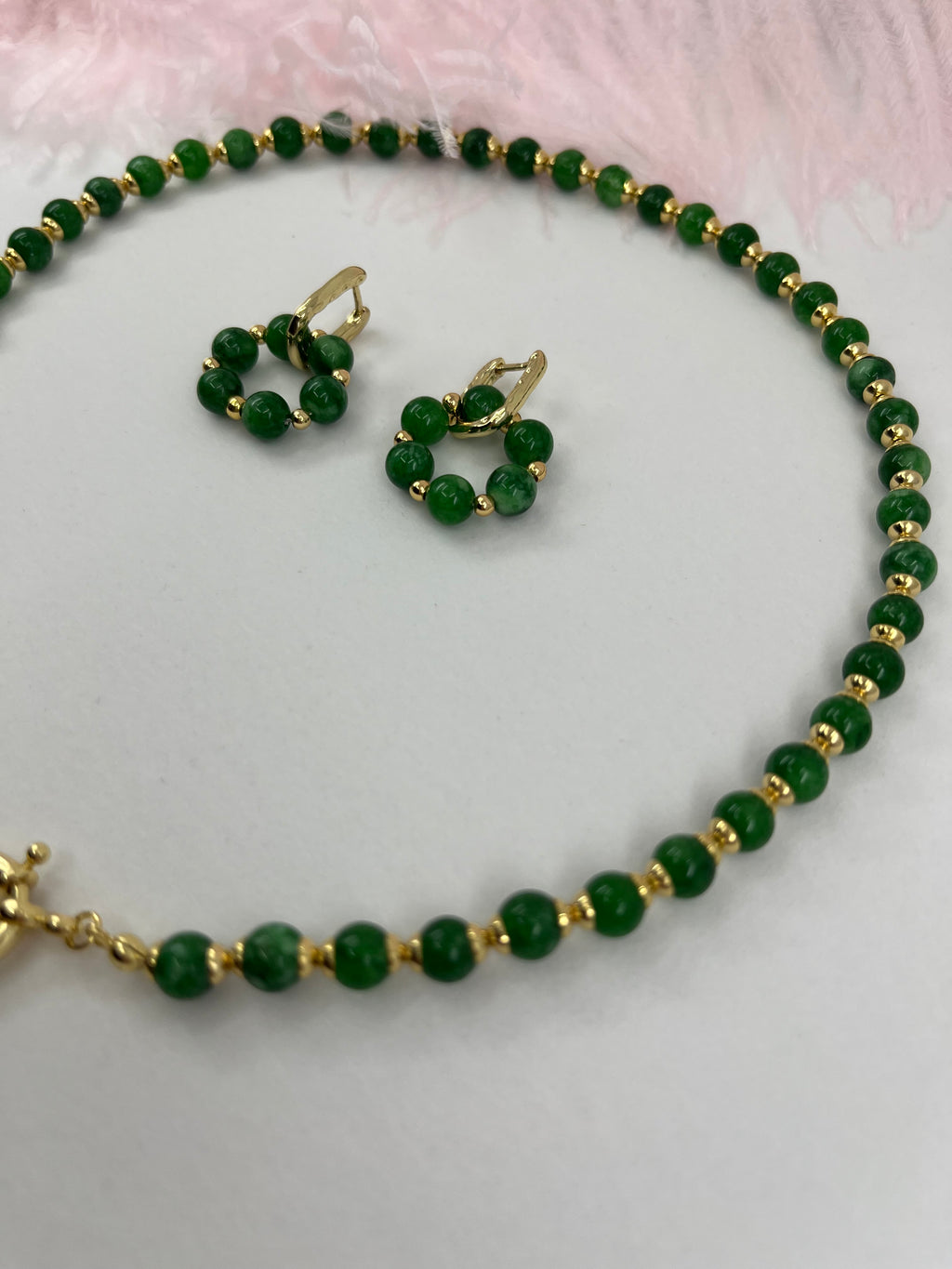 Natural Malaysia Jade Necklace with 18K Gold maple leaf pendant