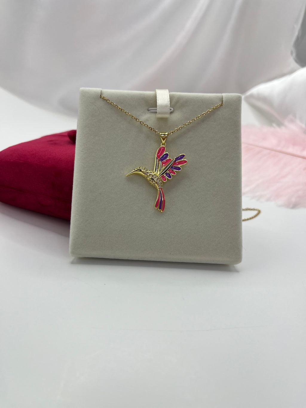 Hummingbird Necklace, Real 18K Gold Plated