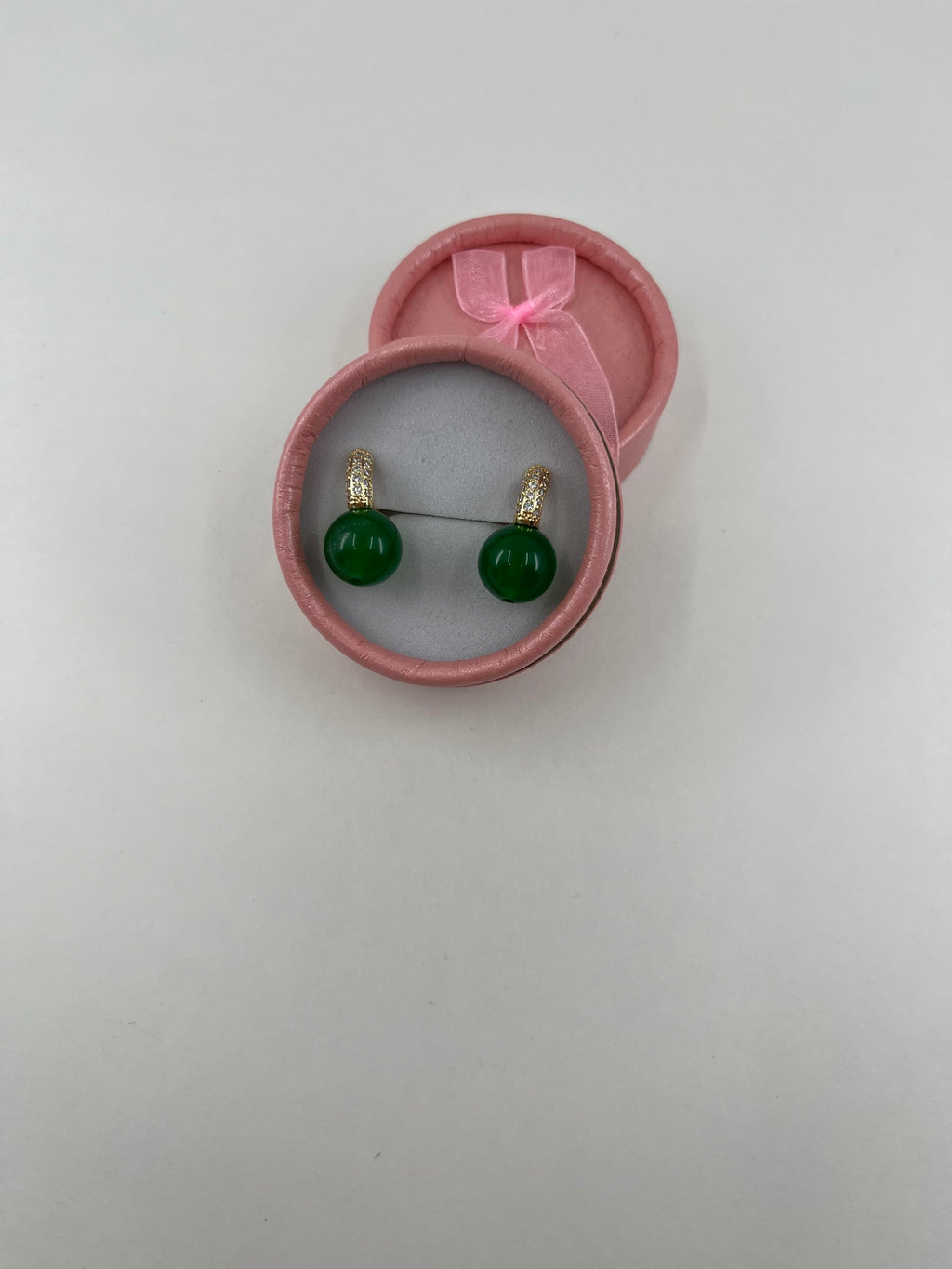 Natural Malaysia Jade Gold Zirconia Earrings