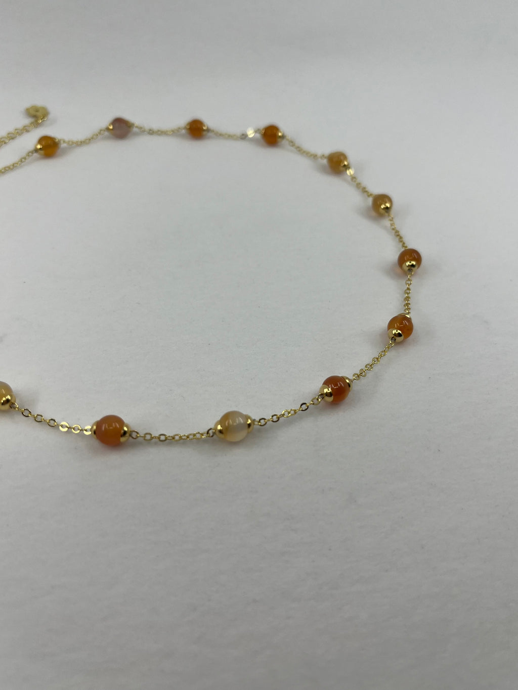 Natural Carnelian Necklace with 18K Gold chain