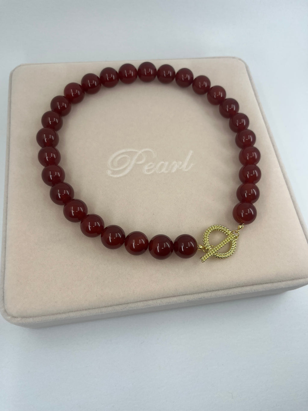 Natural Carnelian Necklace, 18K Gold Plated Clasp