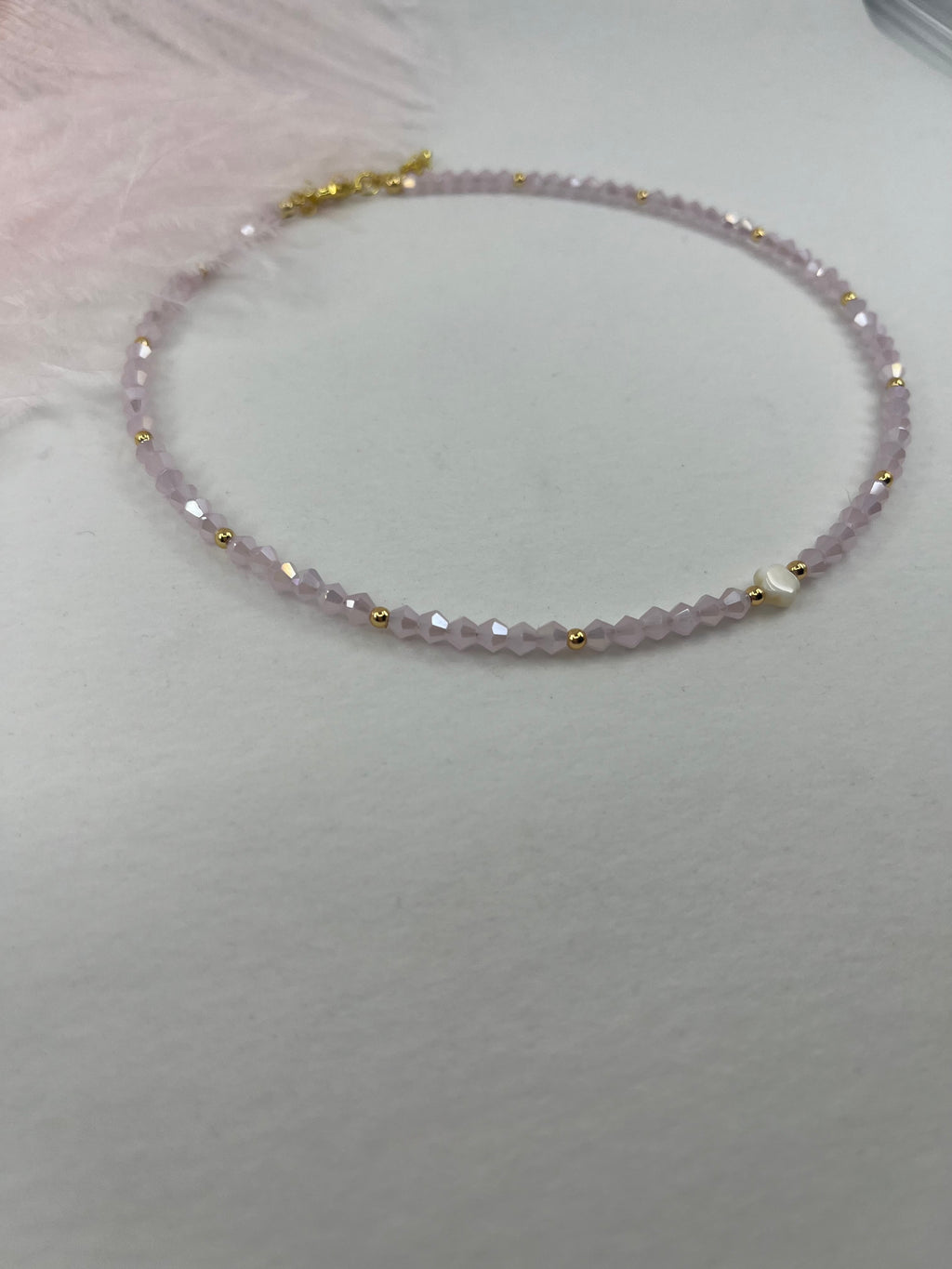 Pink Crystal Choker Necklace – 18K Gold Plated clasp