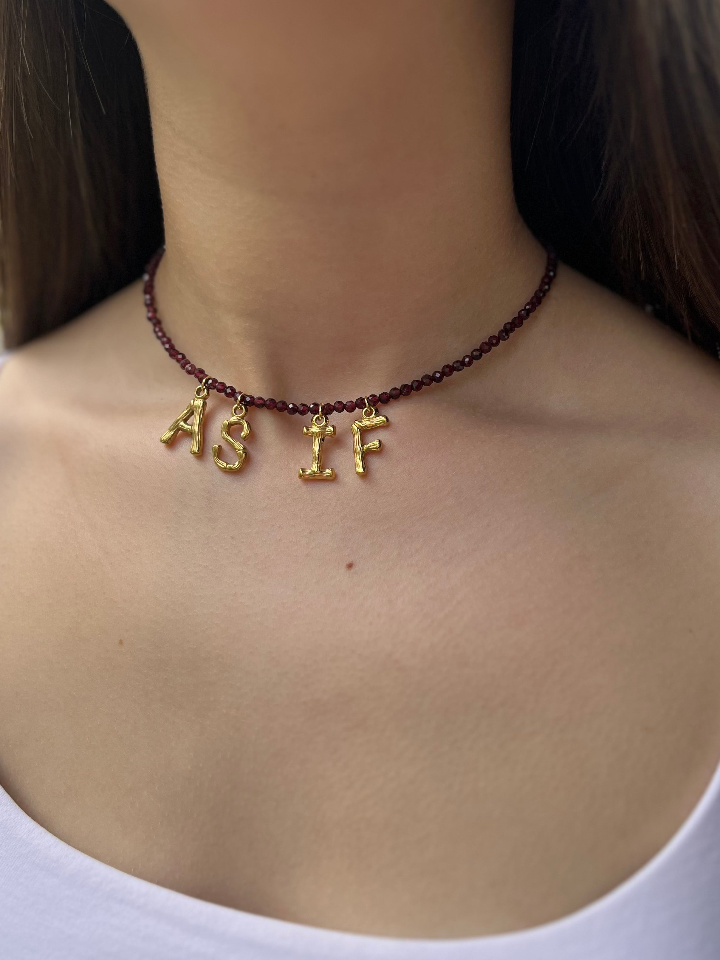 Natural Garnet choker with 18gold pendants AS IF