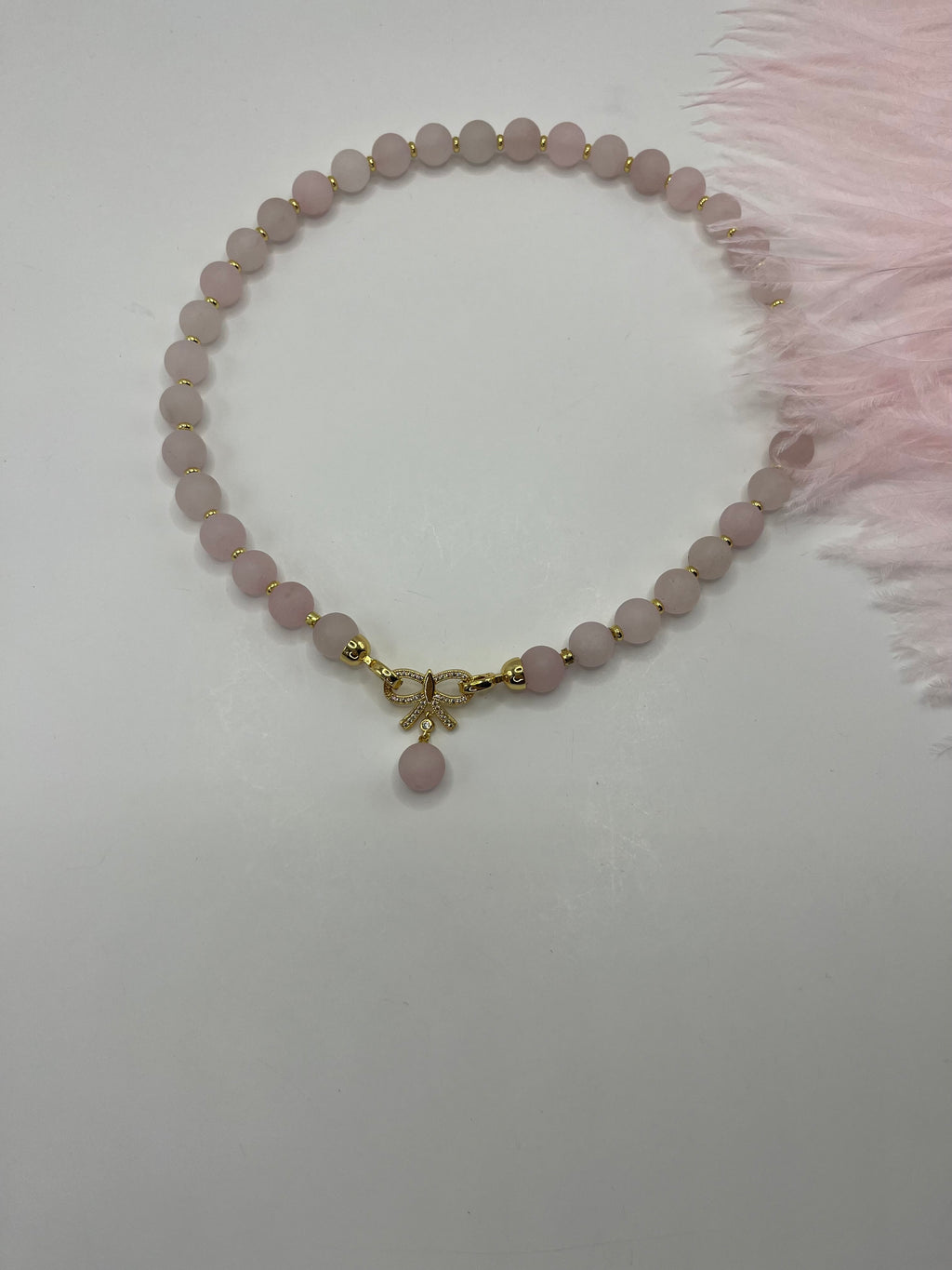 Set: Rose Quartz Necklace and Earrings