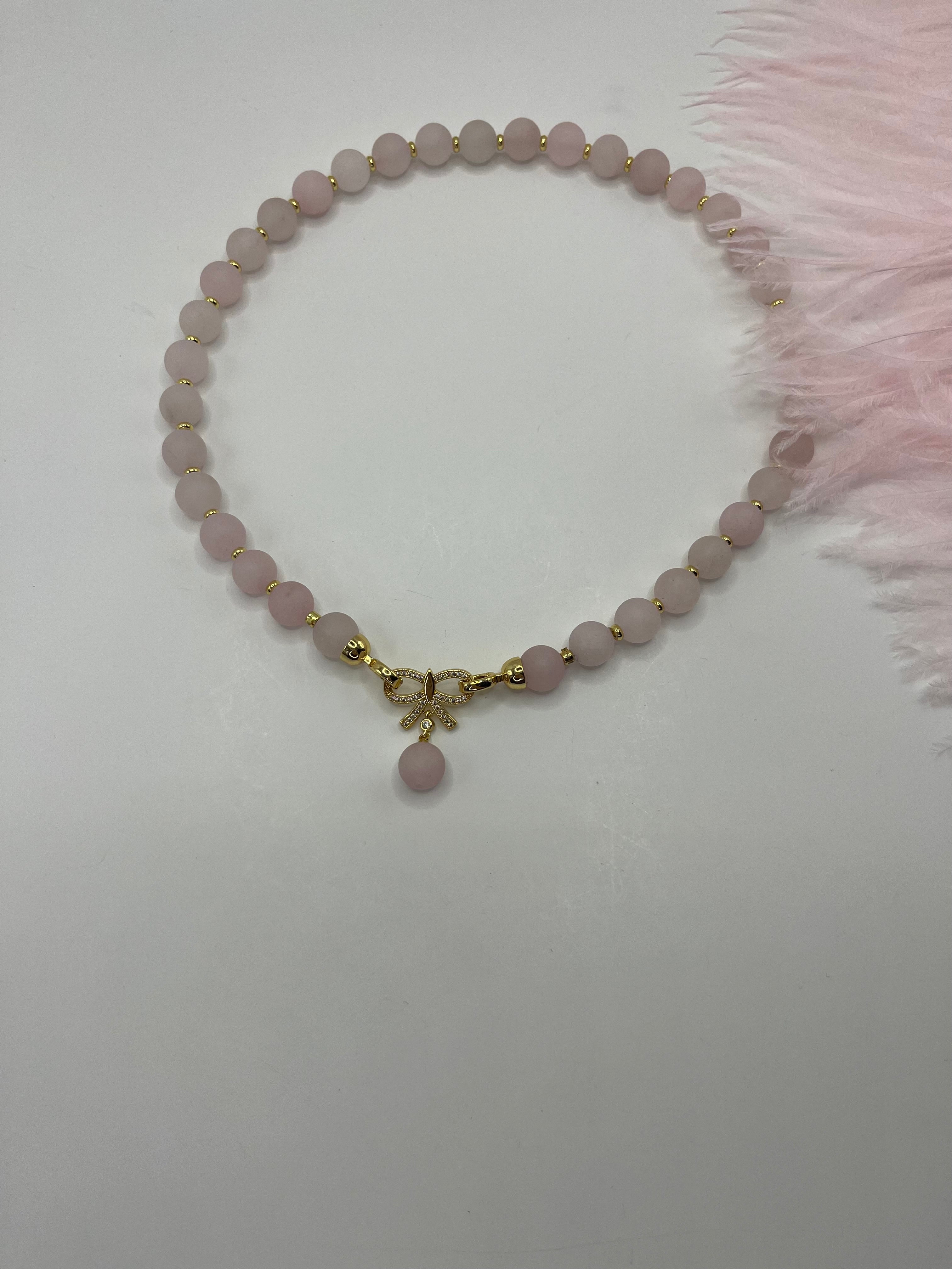 Set: Rose Quartz Necklace and Earrings