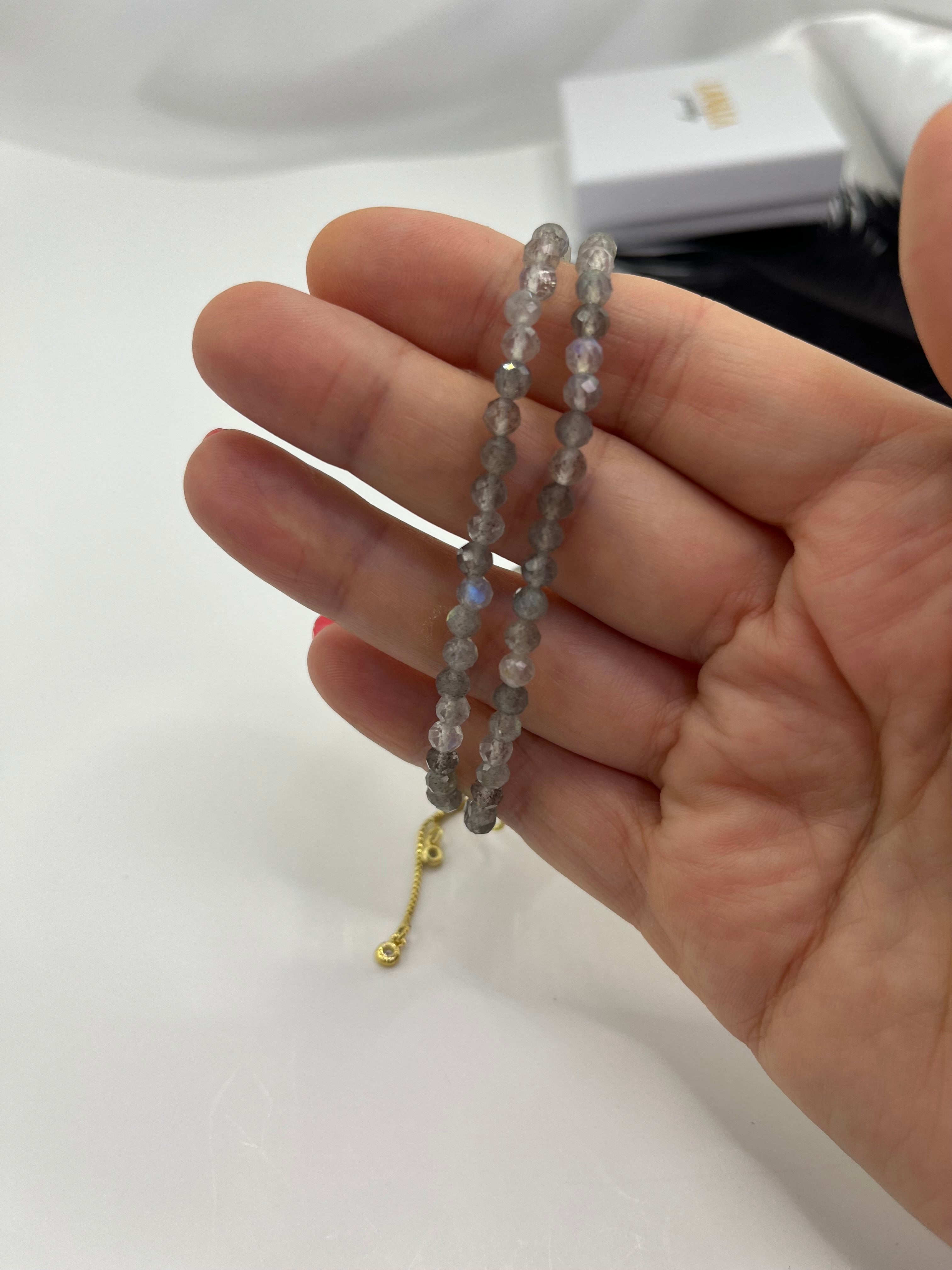Labradorite Slider Y-Necklace, 18k gold plated