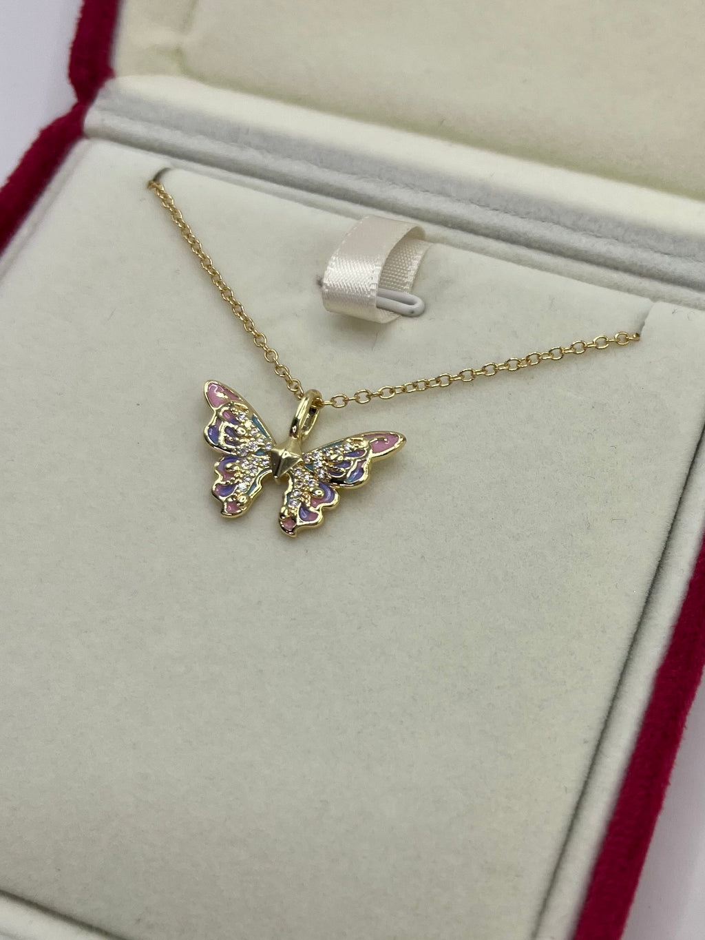 Butterfly Necklace, Real 18K Gold Plated
