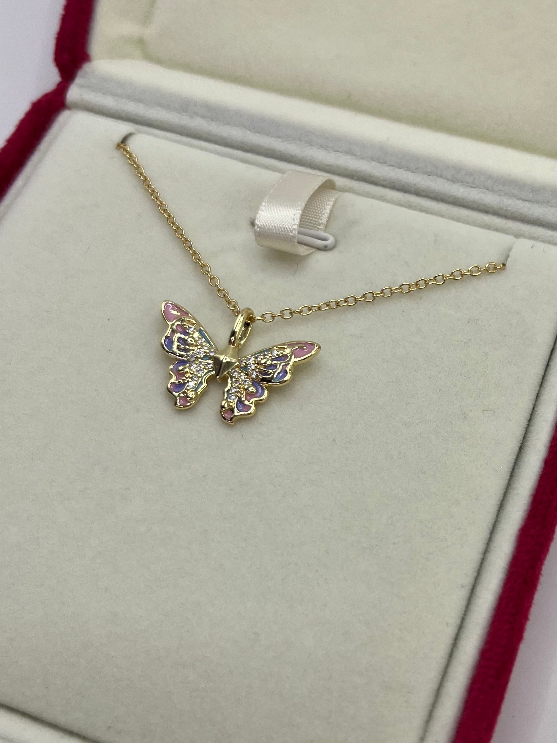 Butterfly Necklace, Real 18K Gold Plated