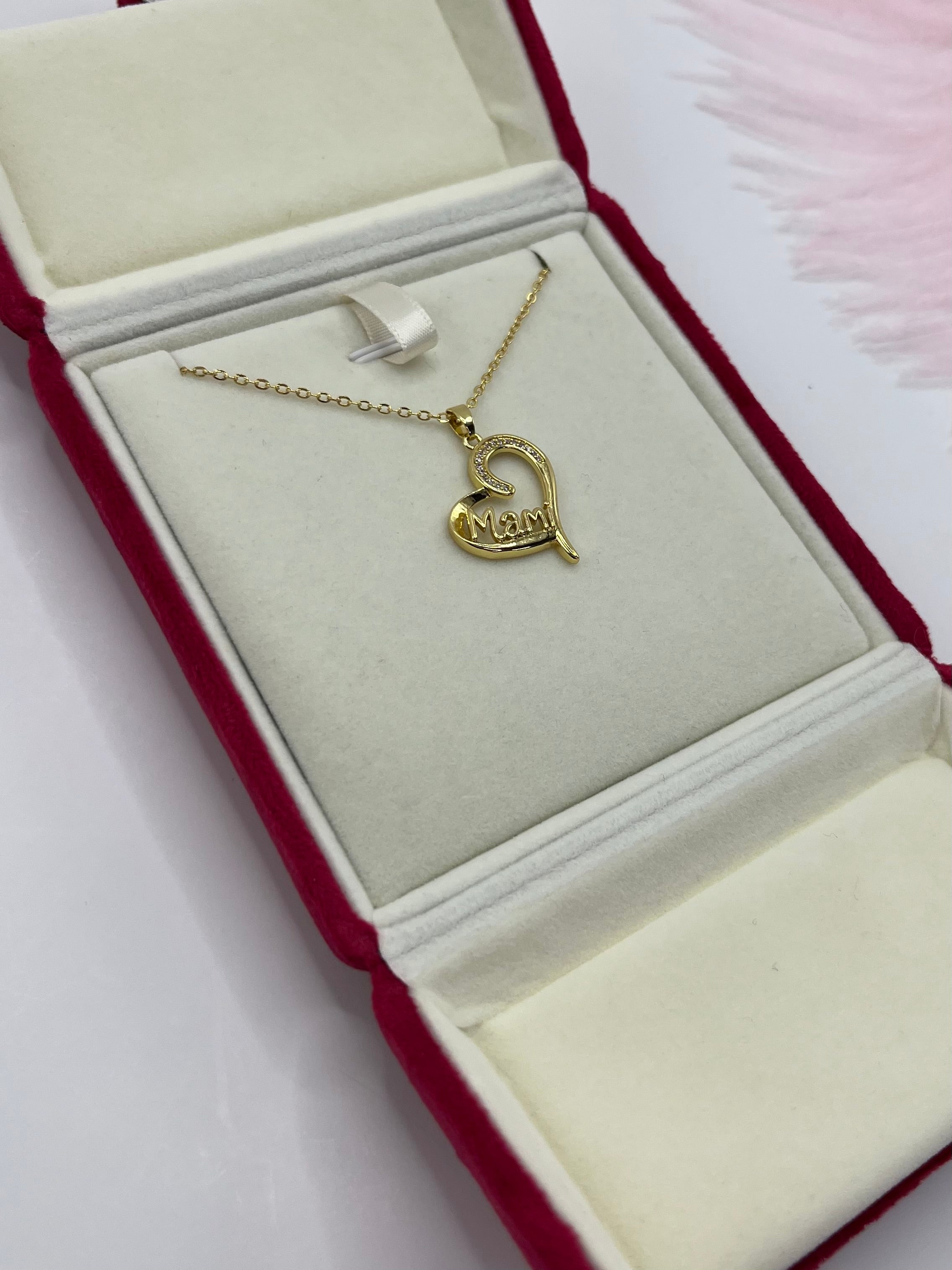 Mothers Necklace, Heart pendant  Real 18K Gold Plated