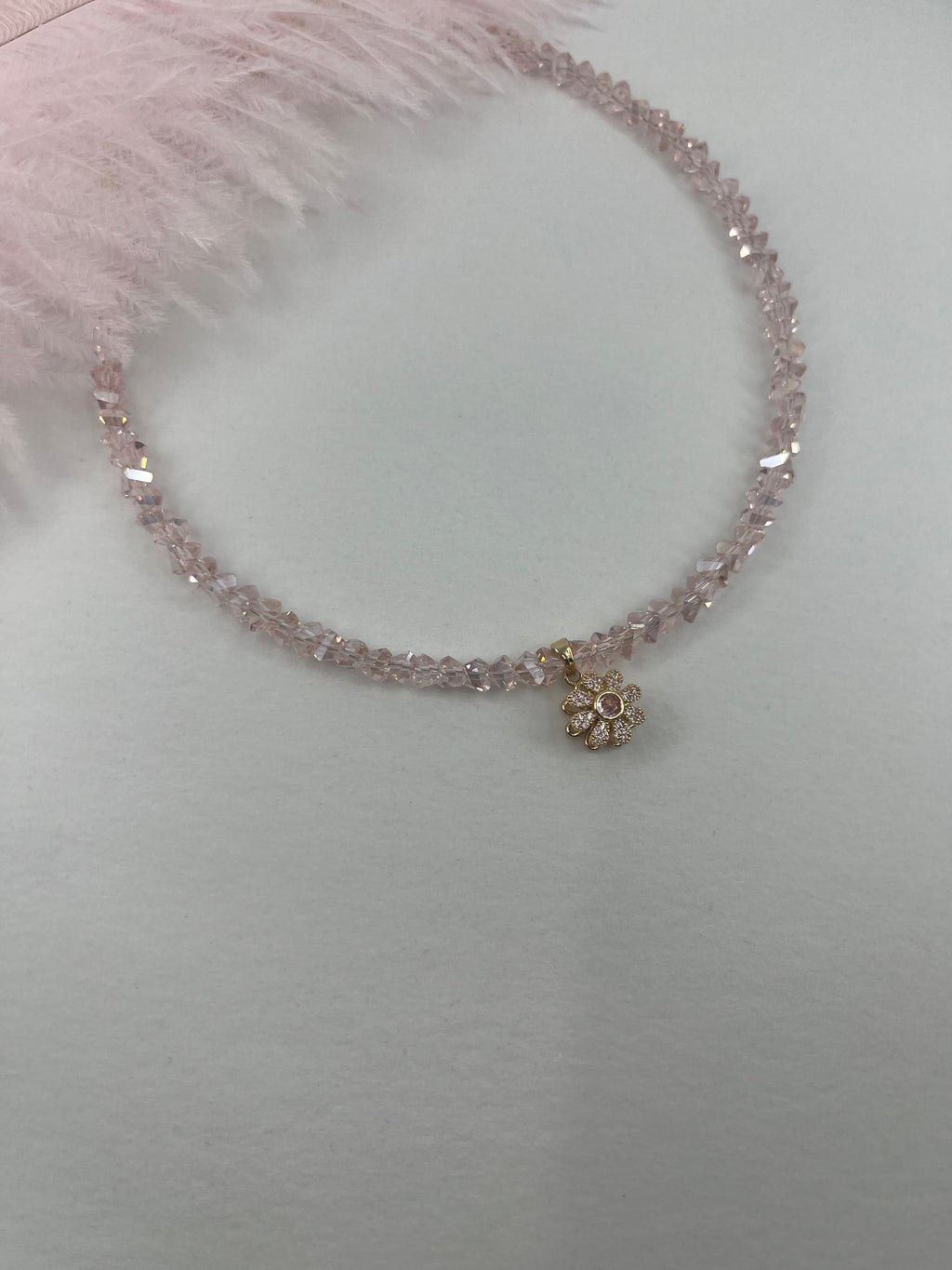 Flower Spinner Crystal Necklace, 18k gold plated