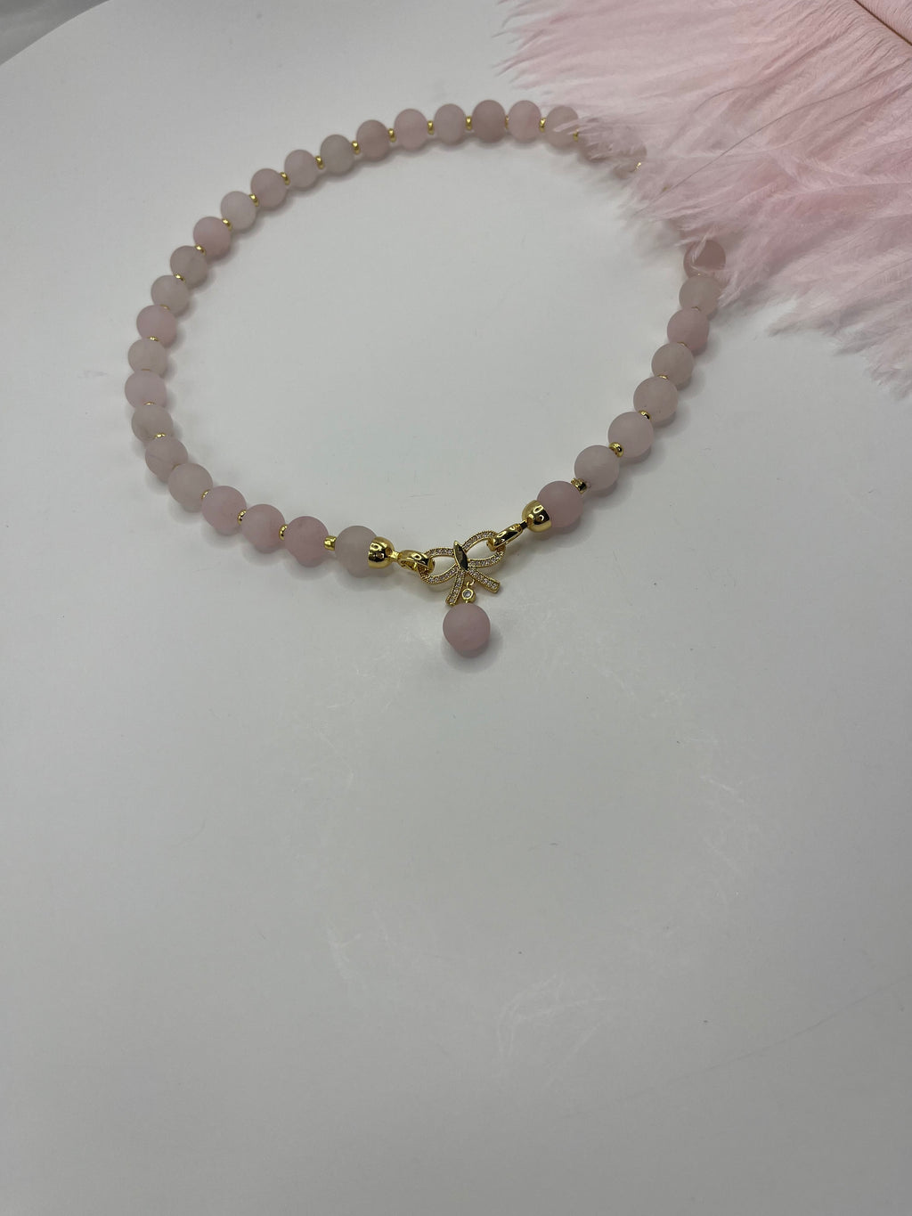 Set: Rose Quartz Necklace and Earrings