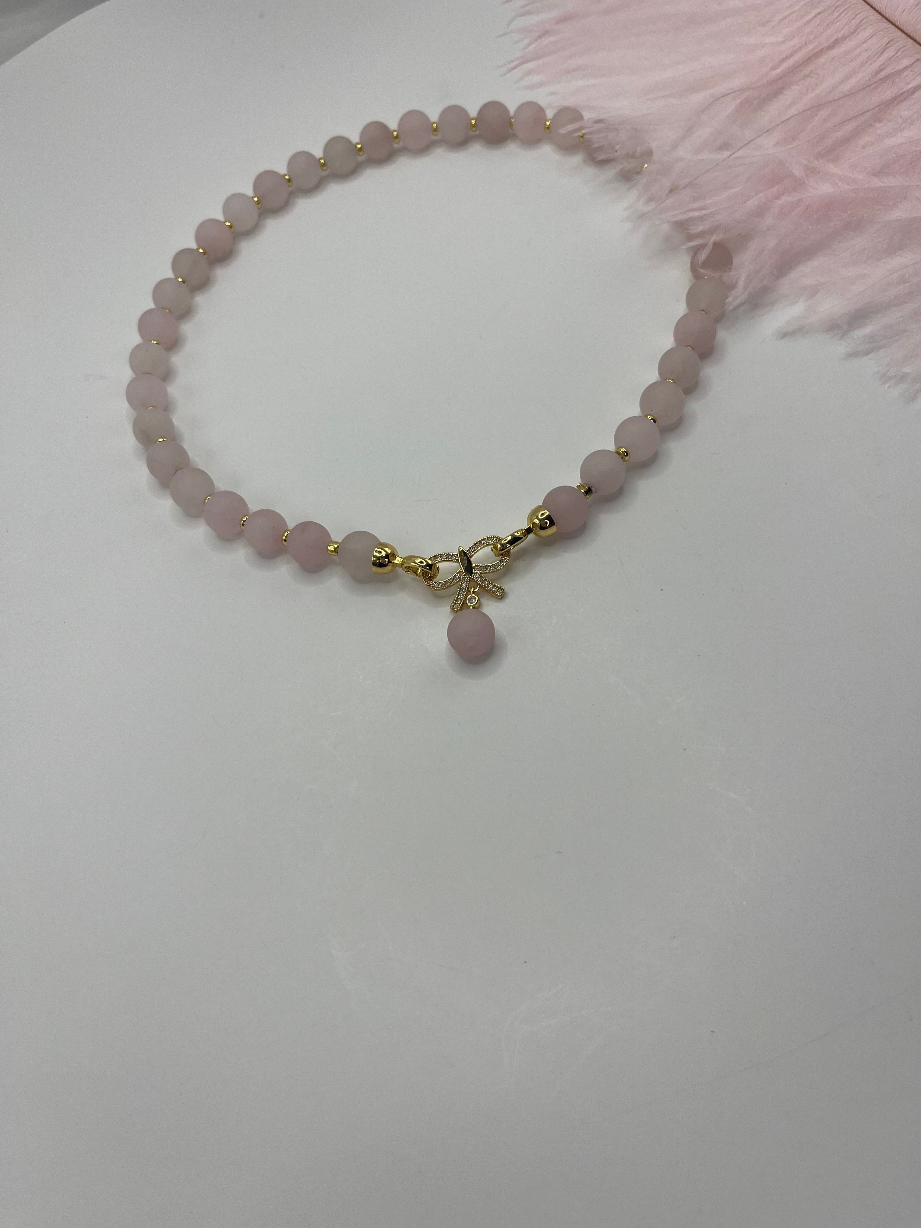 Set: Rose Quartz Necklace and Earrings