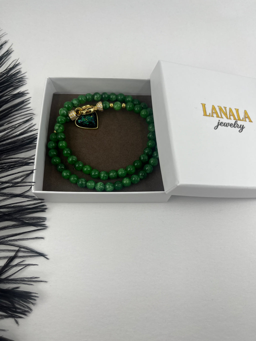 Natural Green Jade Necklace with Heart Pendant