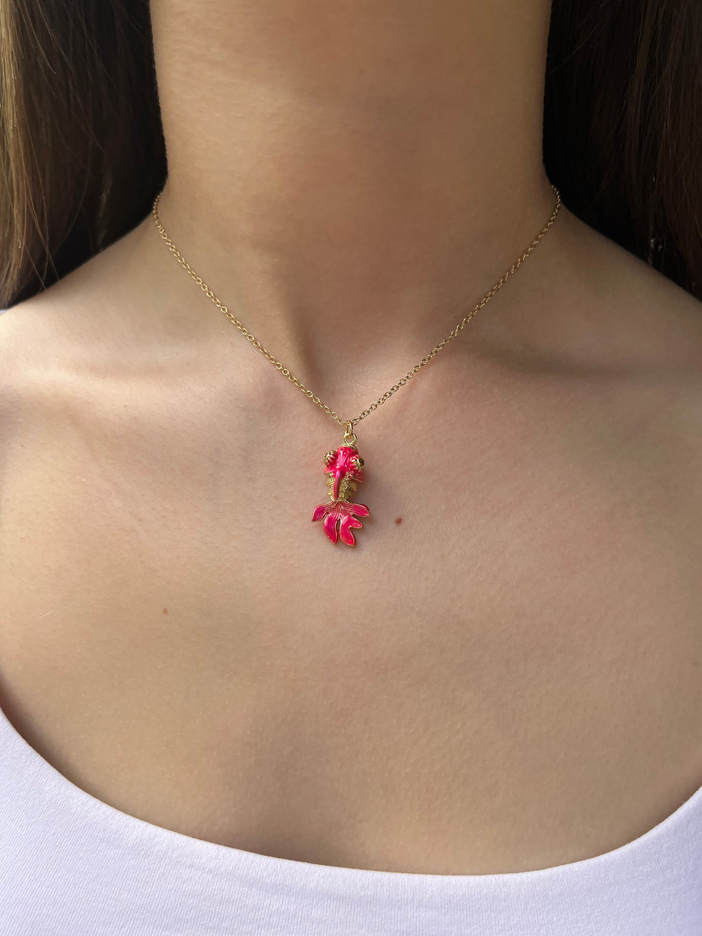 Fish enamel choker necklace, 18k gold plated