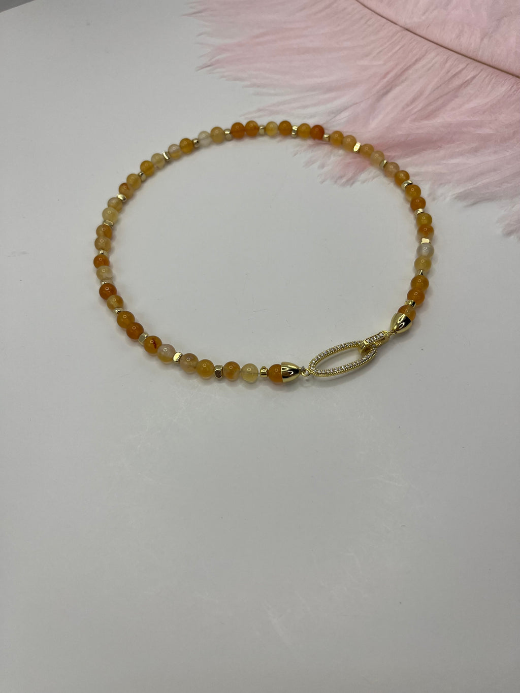 Natural Carnelian Necklace with 18K Gold Clasp