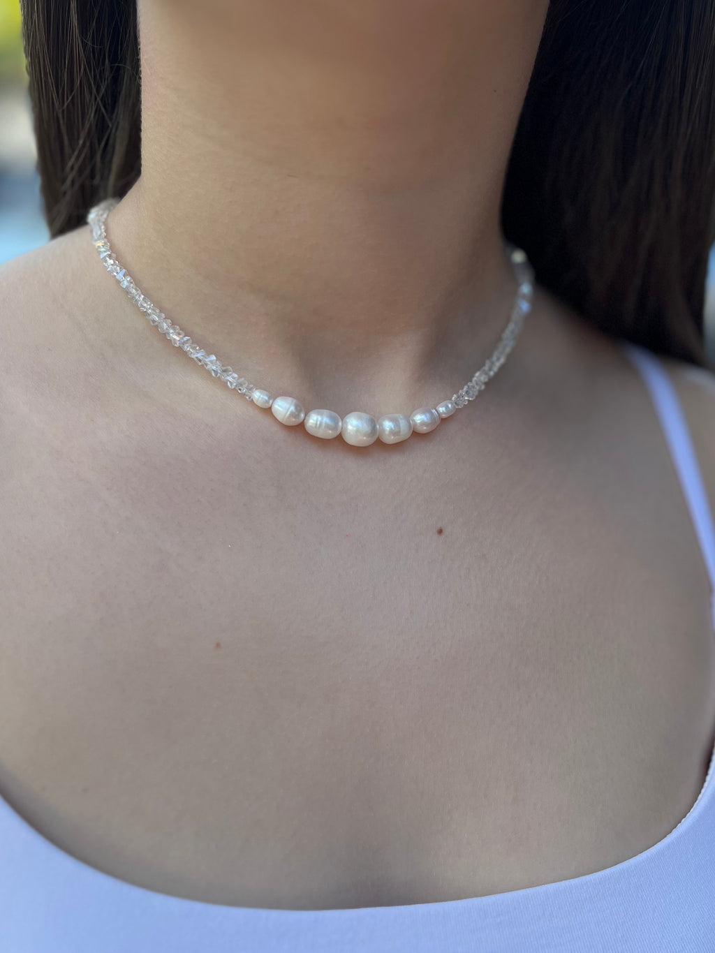 Pearl Choker Necklace with earrings : 18K Gold Plated