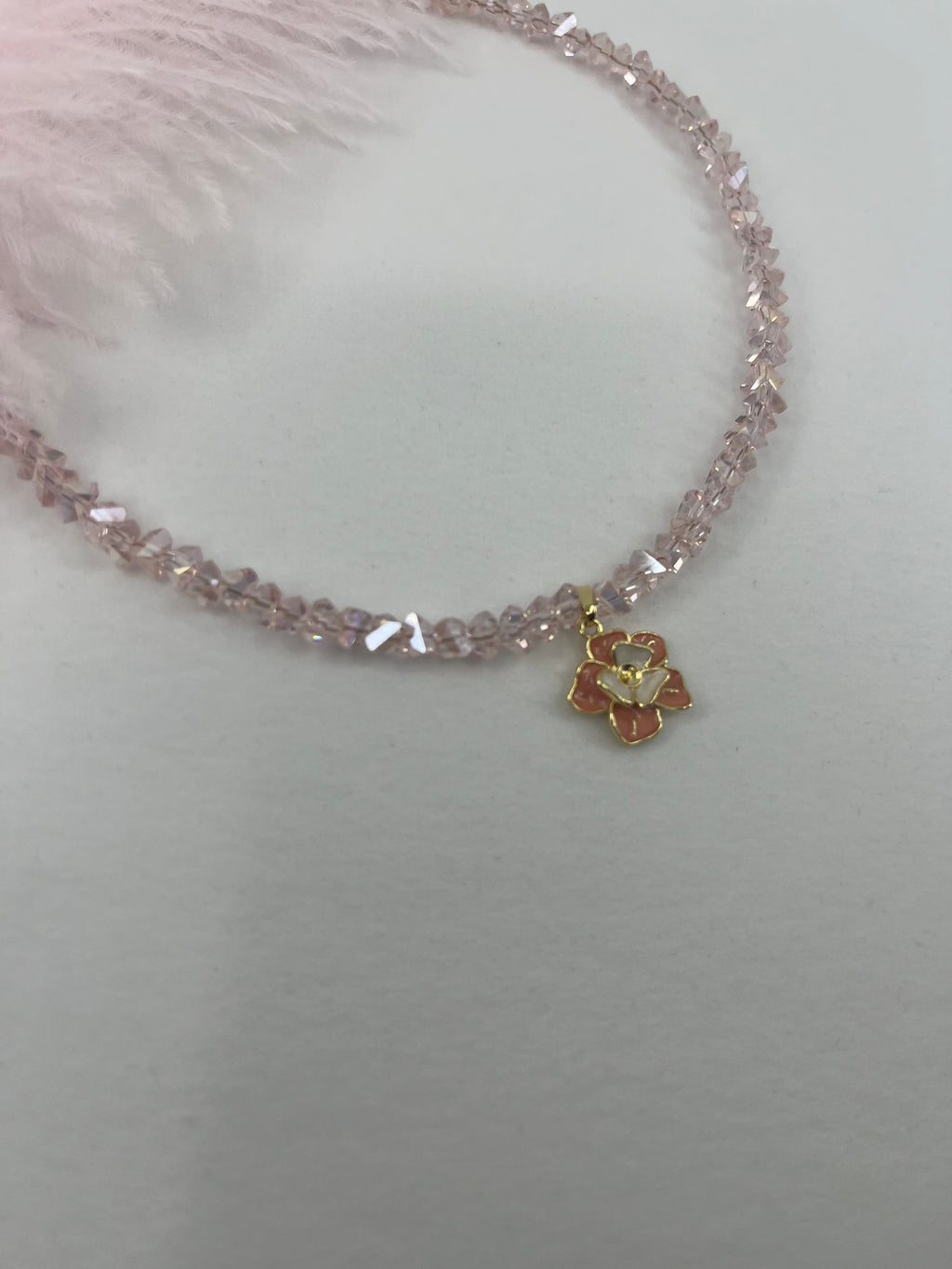 Enamel Flower Crystal Choker Necklace – 18K Gold Plated