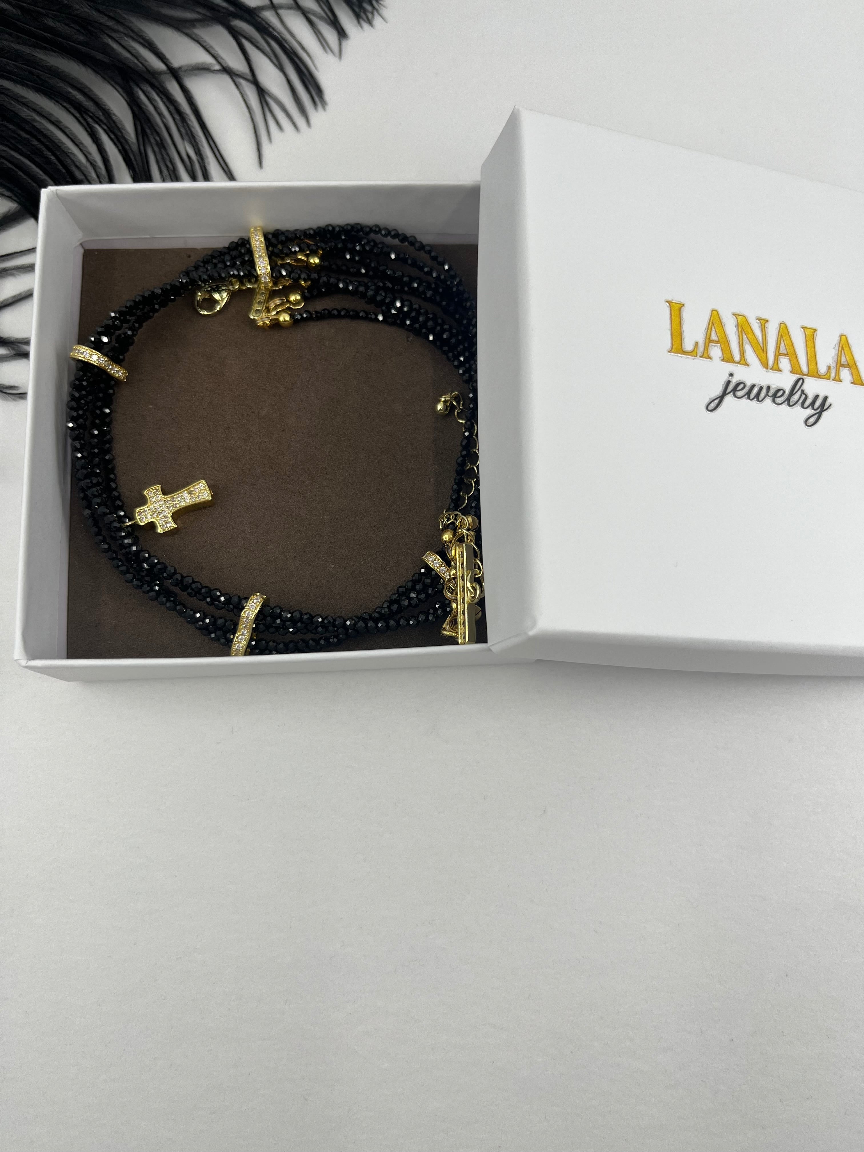 Layered Spinel choker, zirconia 18K Gold Plated spacer and clasp