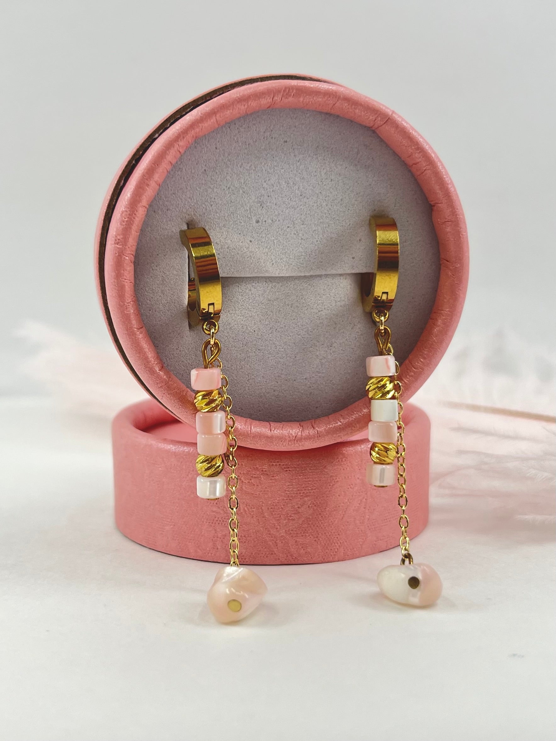 Long Natural Shell Drop Earrings