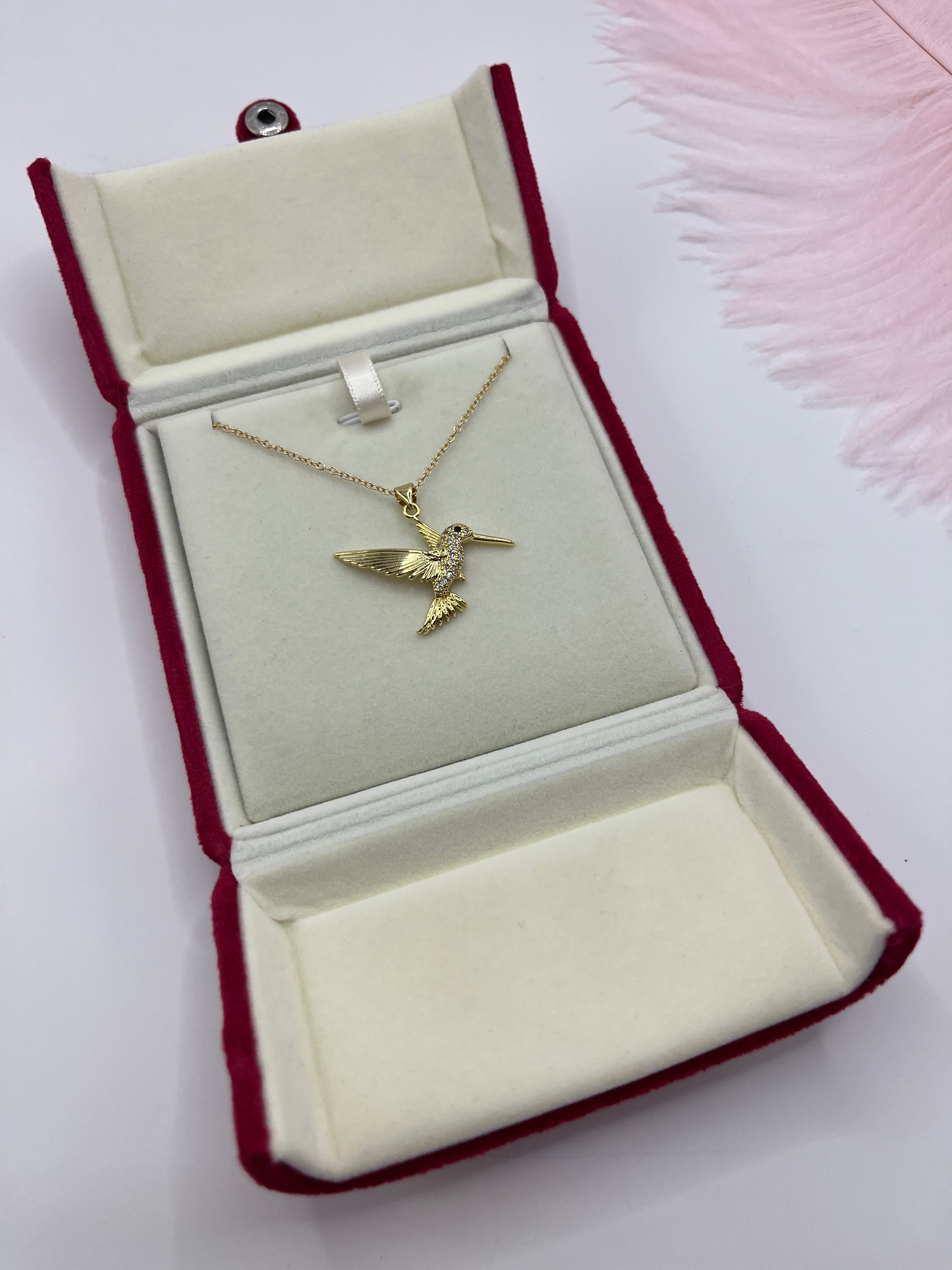 Hummingbird Necklace, Real 18K Gold Plated