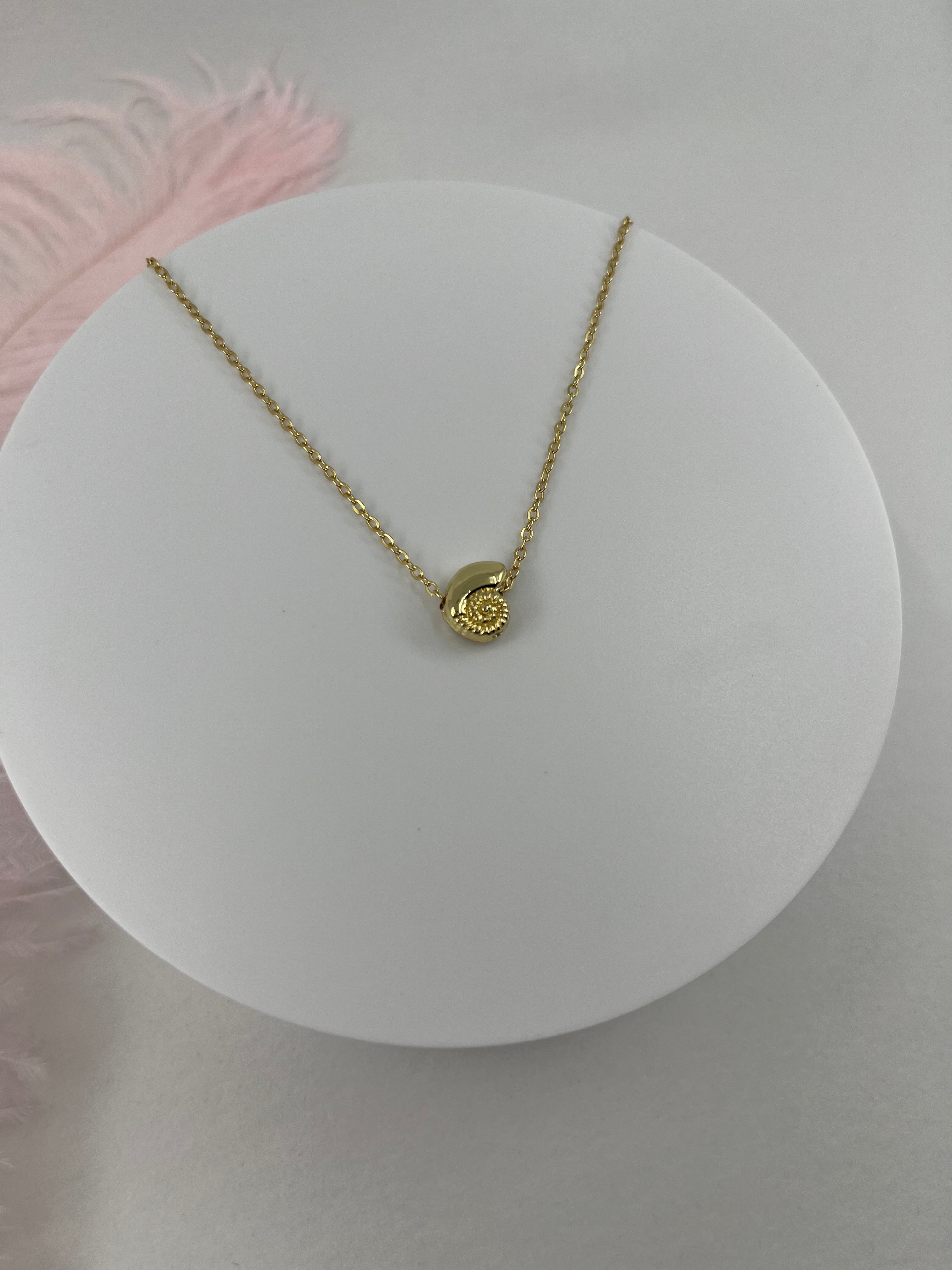 Necklace with 14K Gold shell pendant