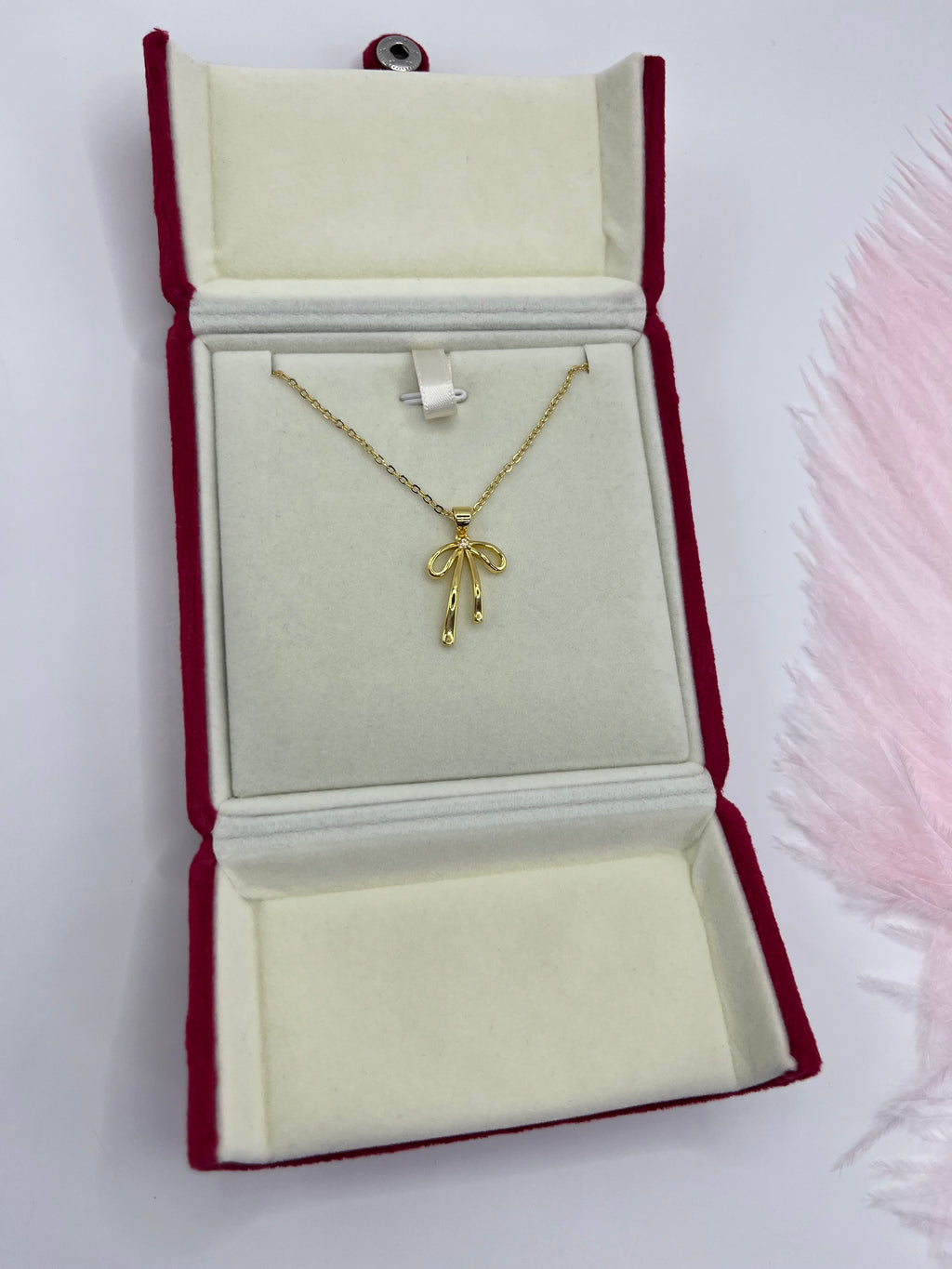 Bow Necklace, Real 18K Gold Plated